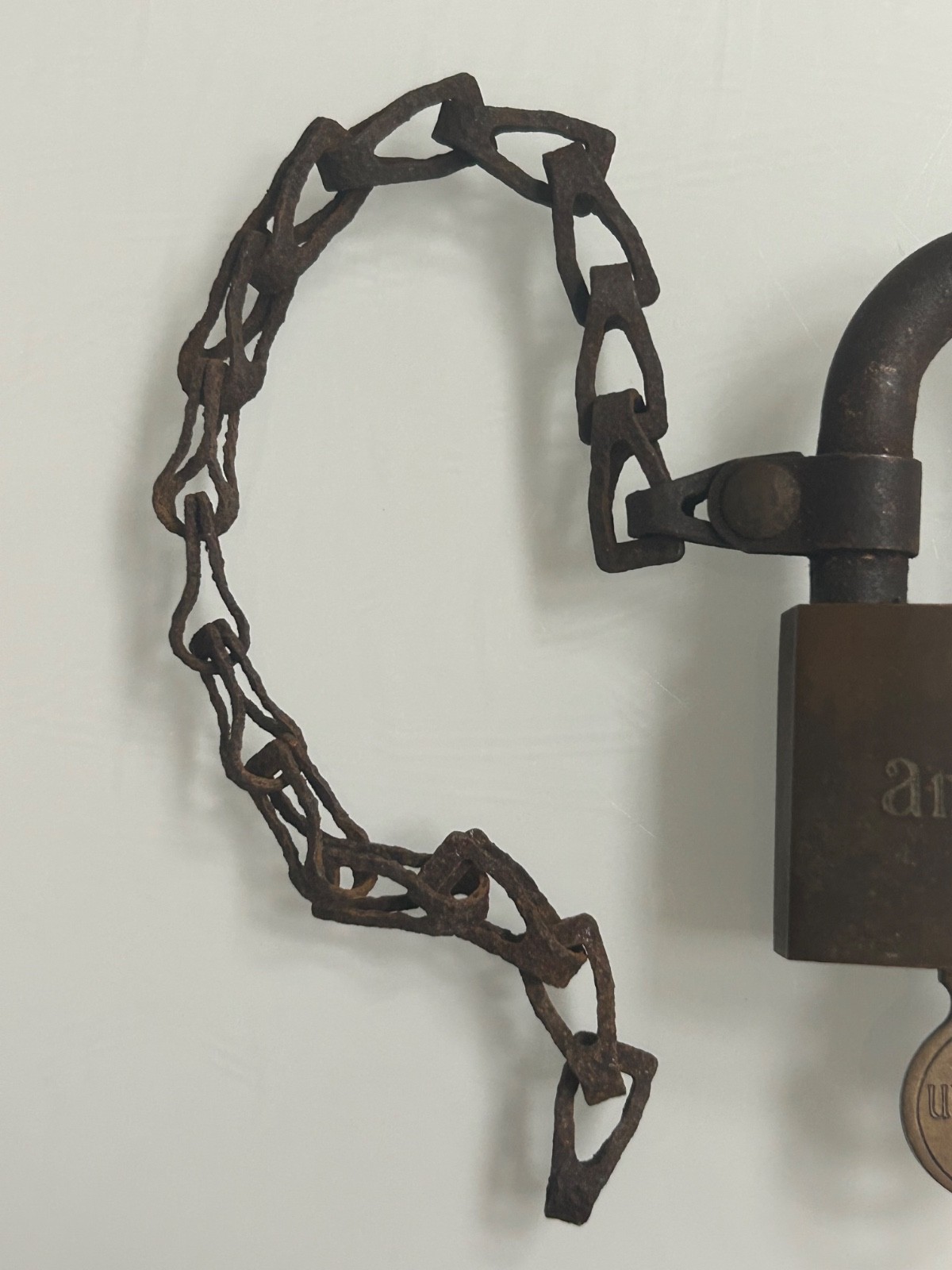 Vintage American Lock Co. Series 60 Padlock w/ Original Chain & Junkunc Bros Key