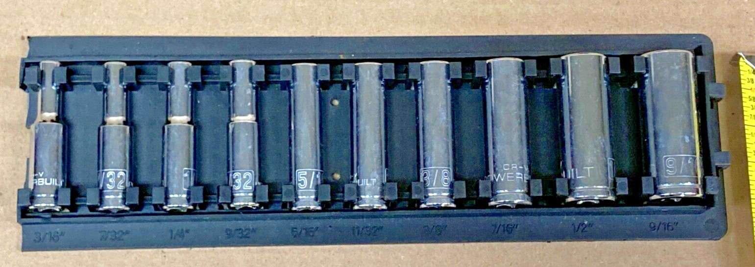 10 pc. Alltrade Powerbuilt 6 Pt. Deep Socket Set, 1/4 Dr.