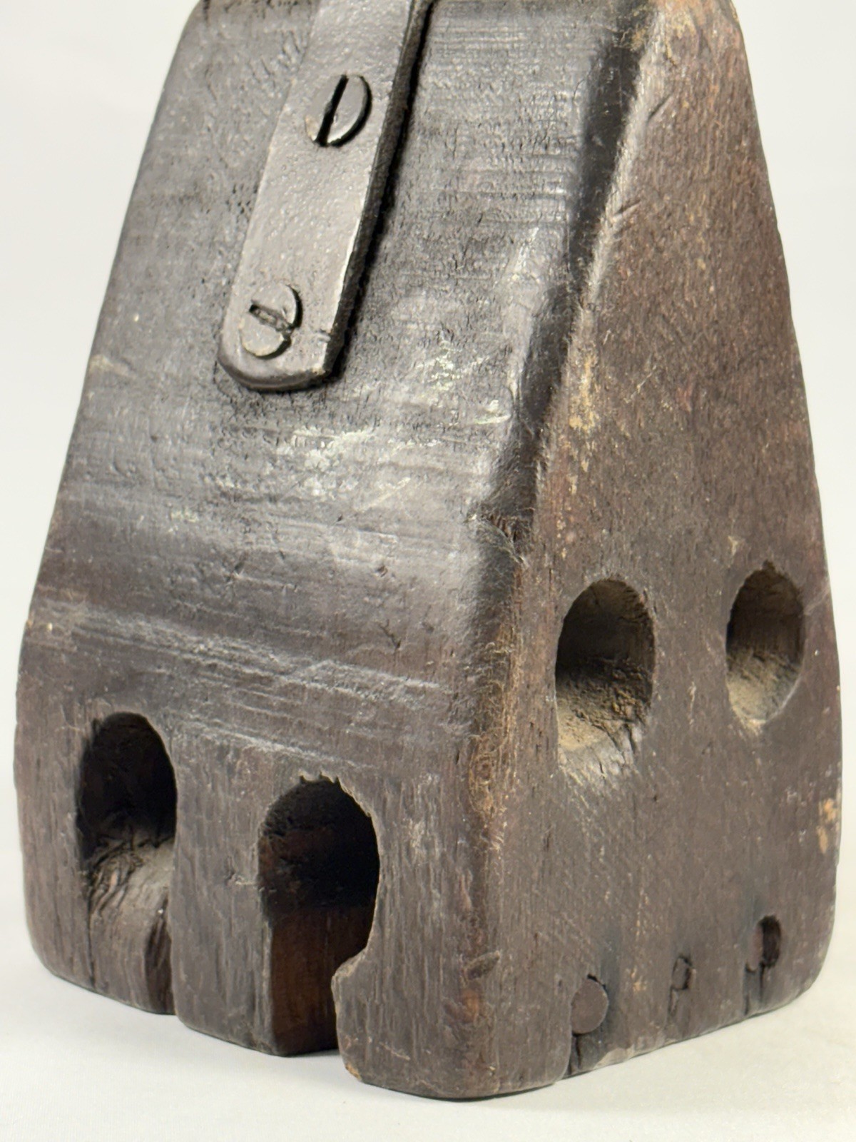 Early Rare Wooden Wedge Nautical Pulley Block Ship Rigging Primitive Antique