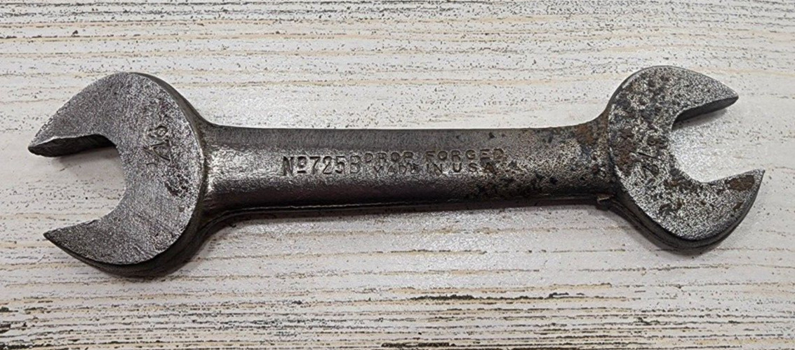USA No 725H Drop Forged Select Steel Open End SAE Wrench 9/16,1/2 & 12,14mm comb