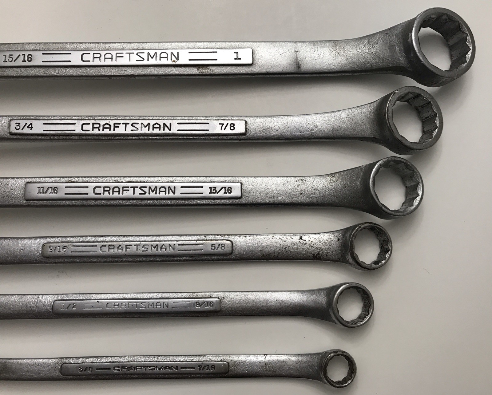 6 VTG. CRAFTSMAN OFFSET DOUBLE END BOX WRENCH SET 12 PT. V-VV SERIES 3/8-1”