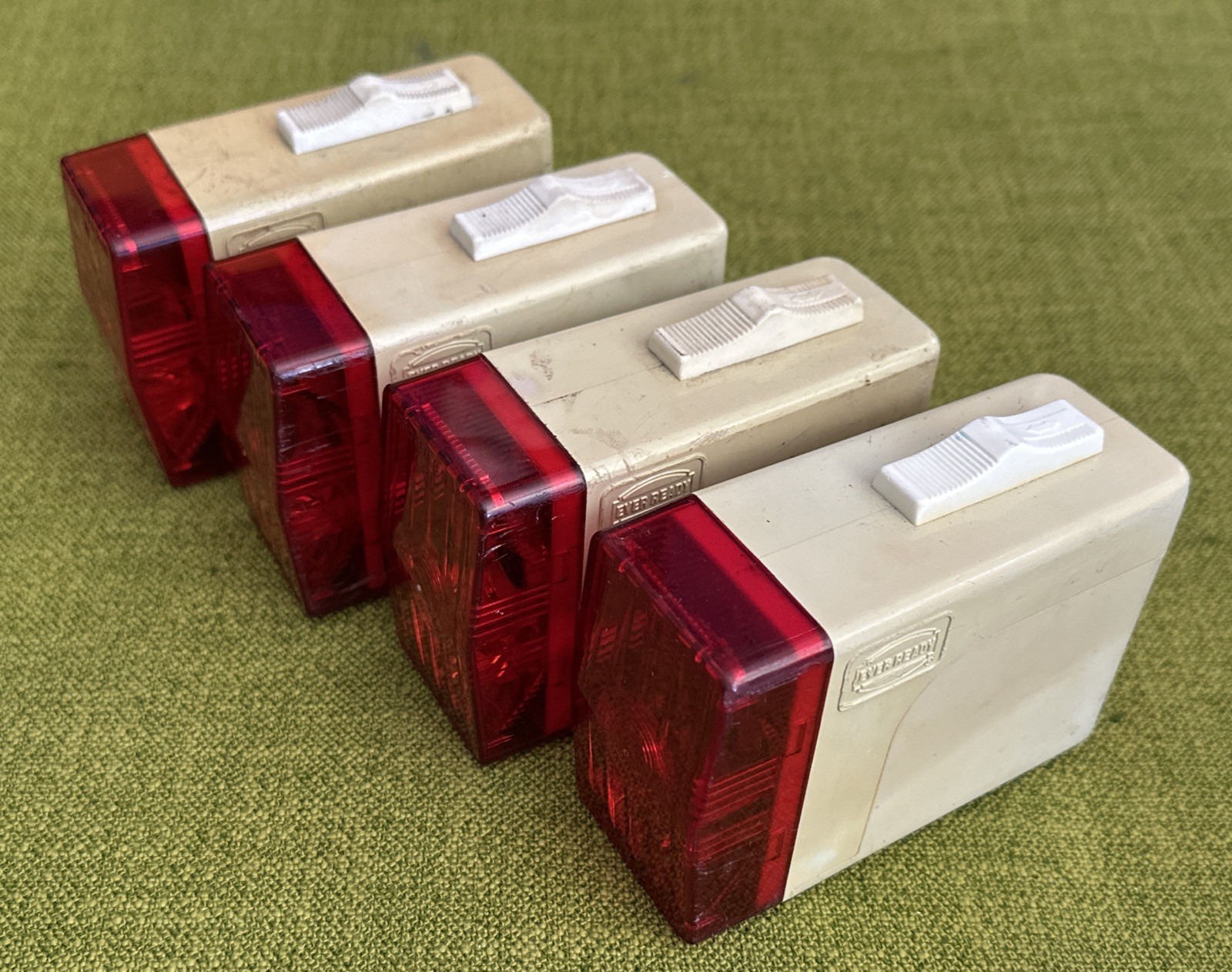 4 x Vintage 1960s EVER READY ENGLAND D Cell Taillight HOUSINGS for LED PROJECTS