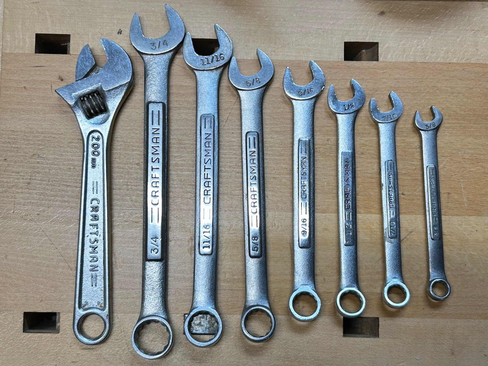 Vintage Craftsman VV Wrench Set 3/8” – 3/4” – 7 Piece Plus Adjustable Wrench