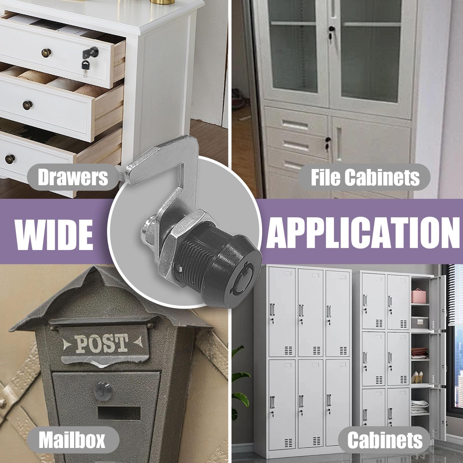1 Pack Black Toolbox Locks with Keys 5/8 Inch Tubular Cam Lock Keyed