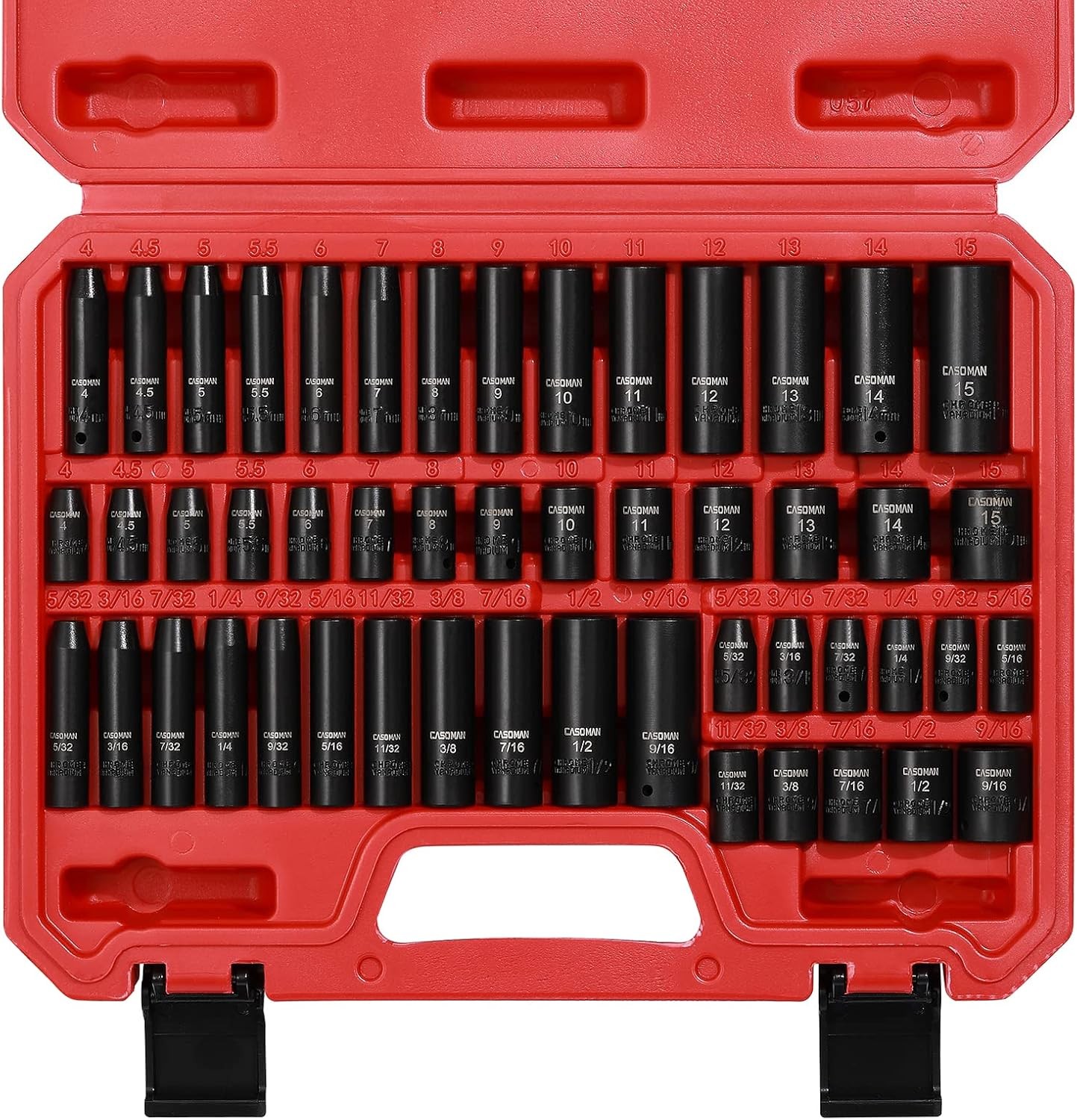 1/4 Inch Drive Master Impact Socket Set, 50-Piece, 6-Point, SAE/Metric,
