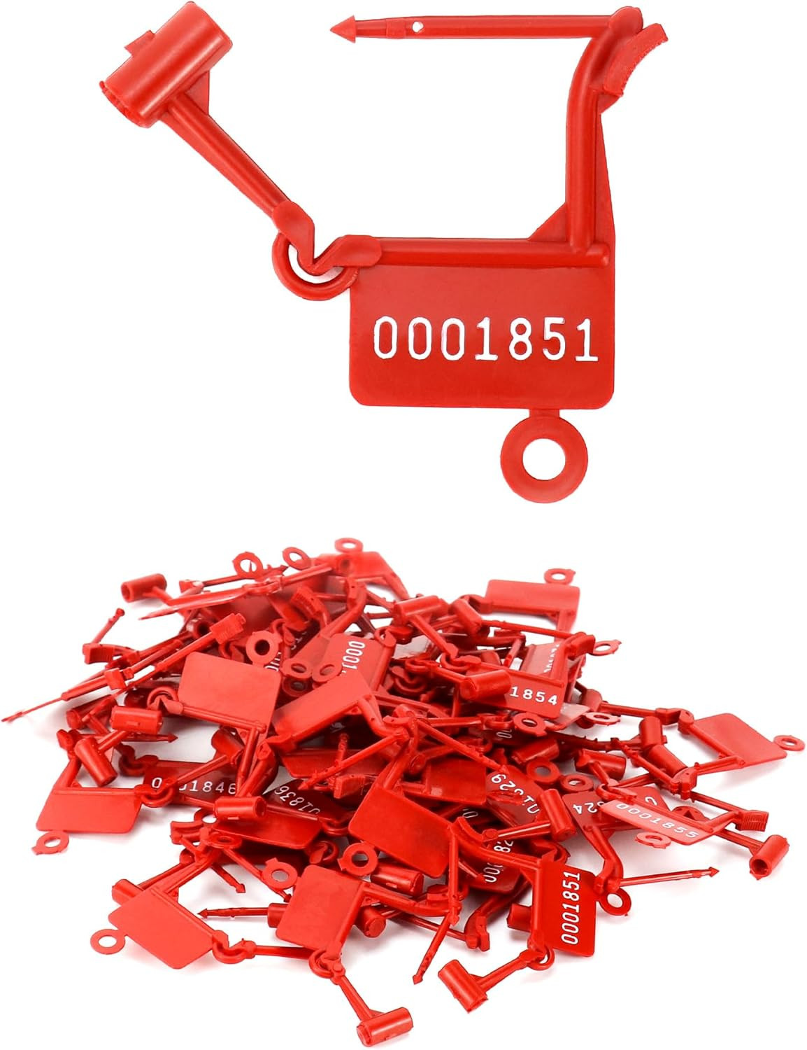 250pcs Red Plastic Security Padlock Seals Numbered Tamperproof Self Lock Tag Use