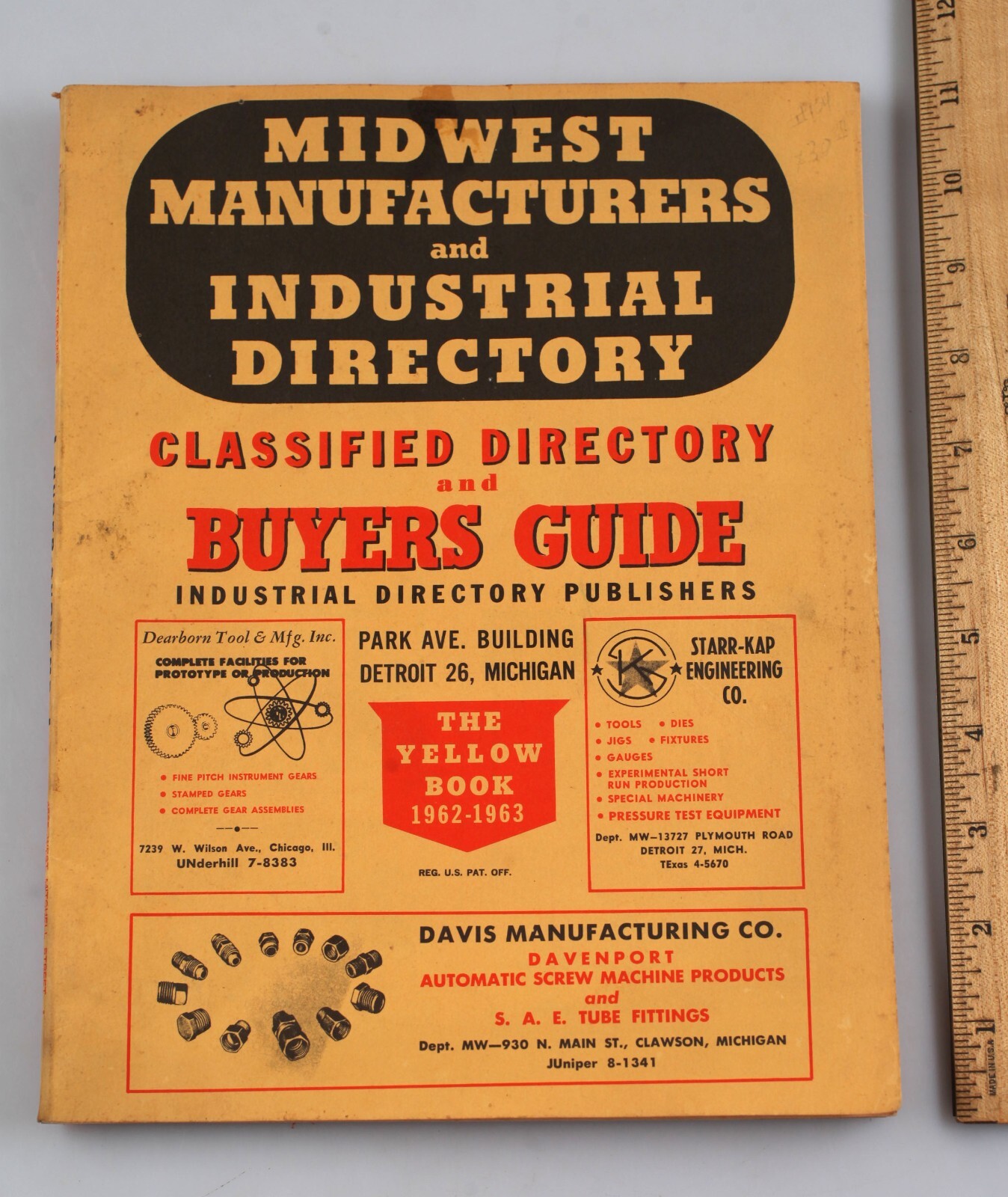 Vintage Midwest Manufacturers Industrial Catalog & Buyers Guide Yellow Book 1962