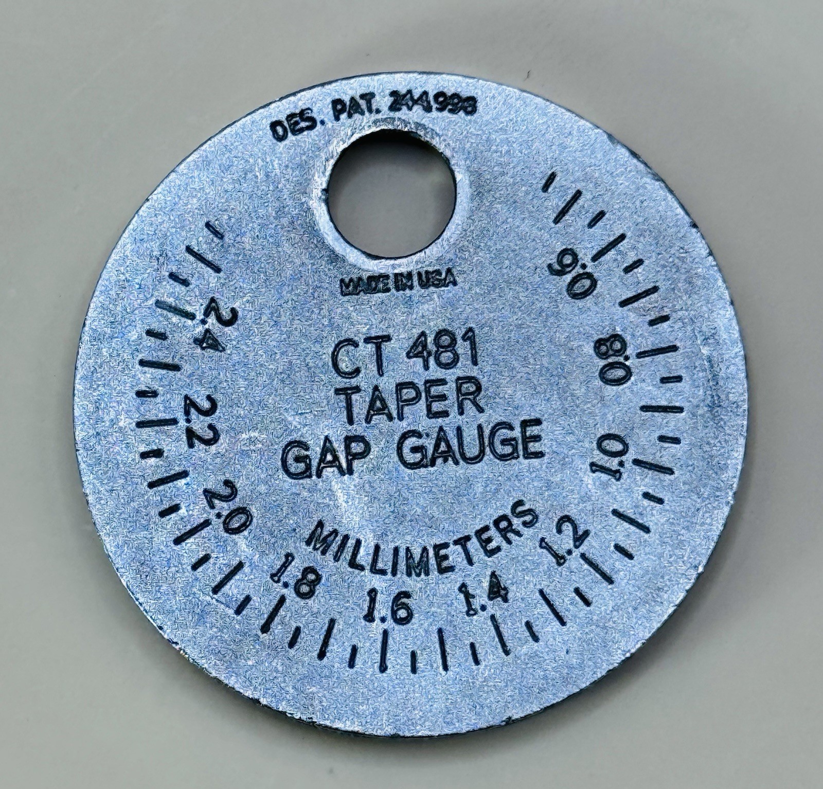 Vintage Champion CT 481 Taper Gap Gauge Silver Dollar Spark Plug Measuring Tool