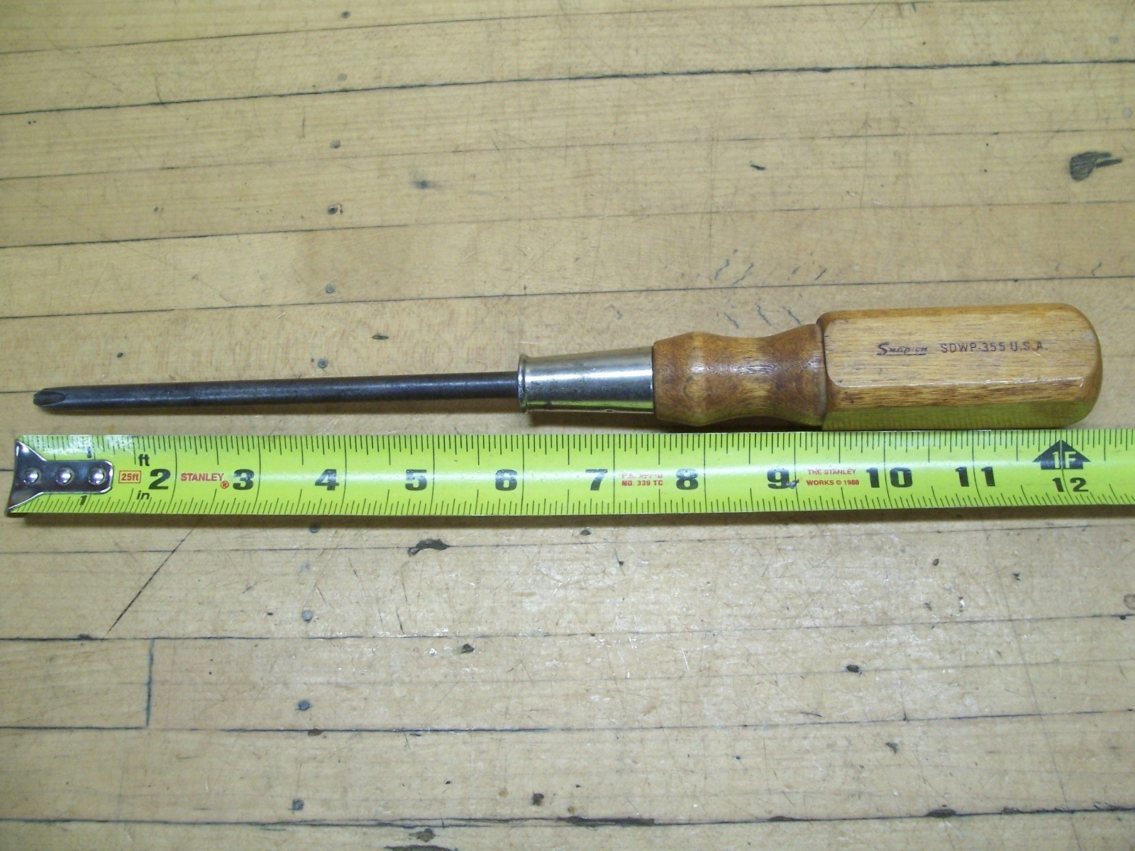 NICE Vintage Snap-On Wood Handle Phillips Screwdriver 12-1/2″ Tool SDWP-355 USA