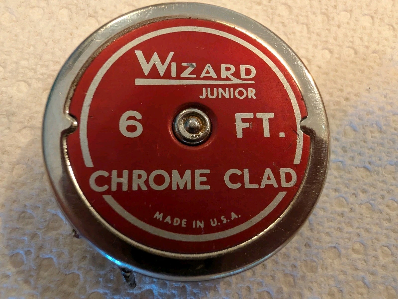 Vintage Lufkin Wizard Junior # C-1686 Chrome Clad 6 ft Tape Measure Saginaw Mich