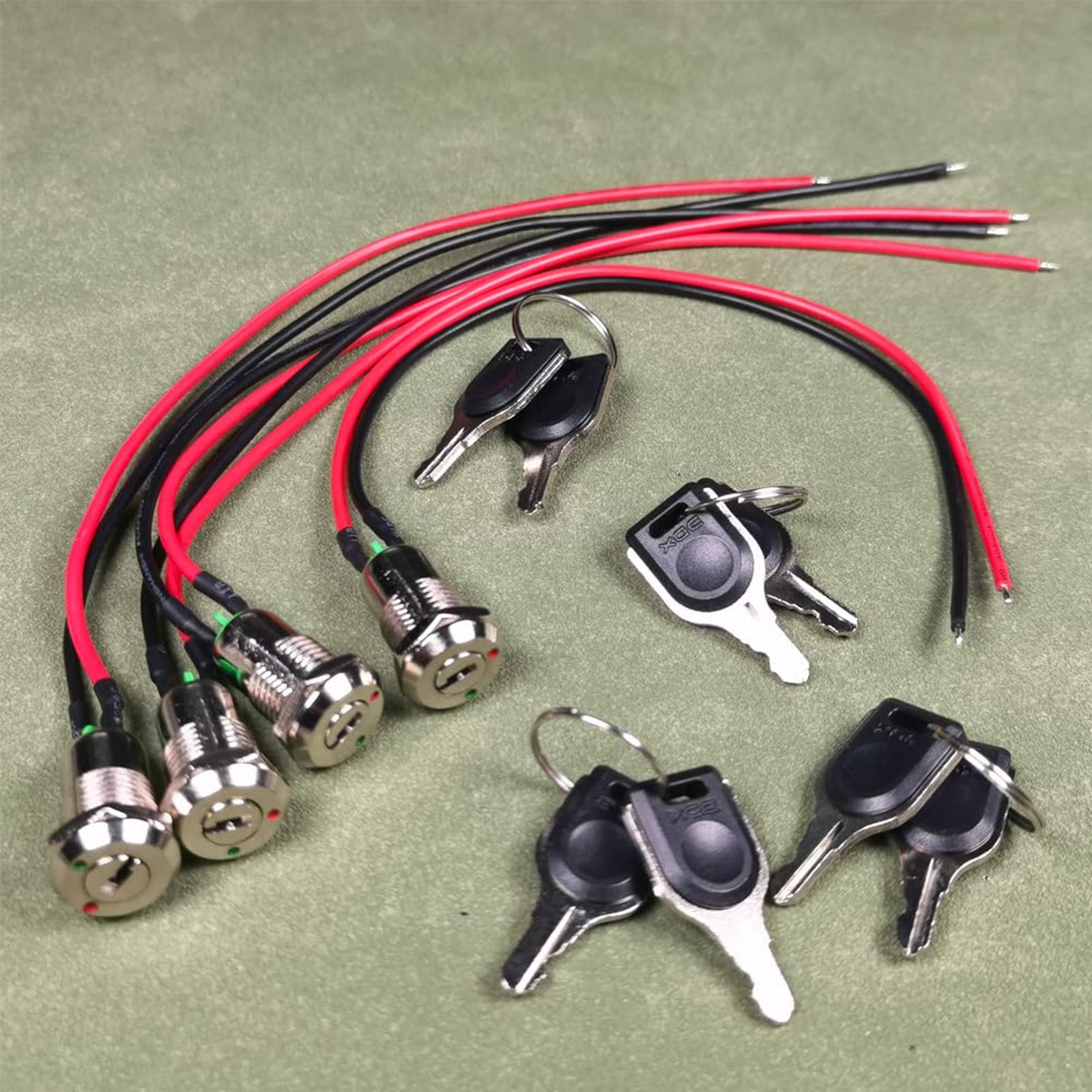 12mm Metal Key Lock Switch Pack of 4 Prewired Maintained Latching Key Switch