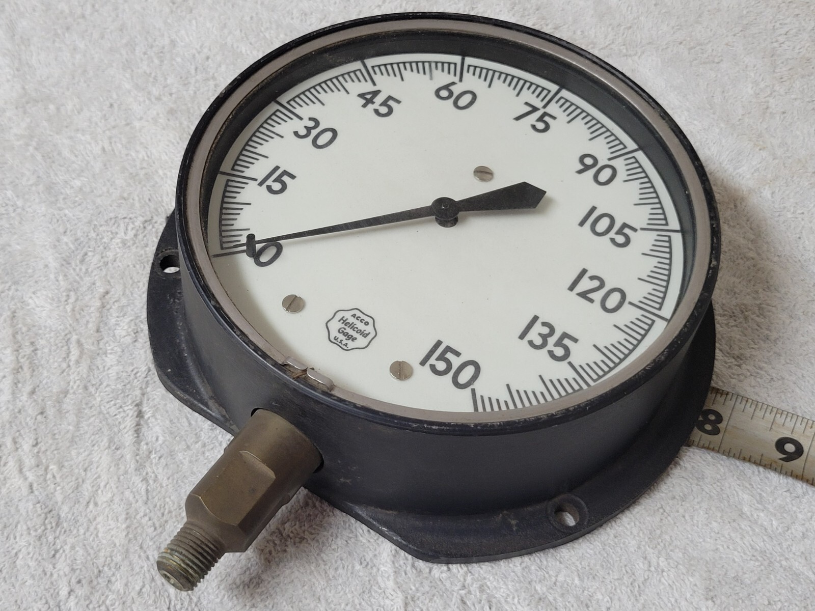 Vintage ACCO Helicoid Gage 6-1/2″ Diameter (0 to 150 pounds pressure) 1/4″ NPT