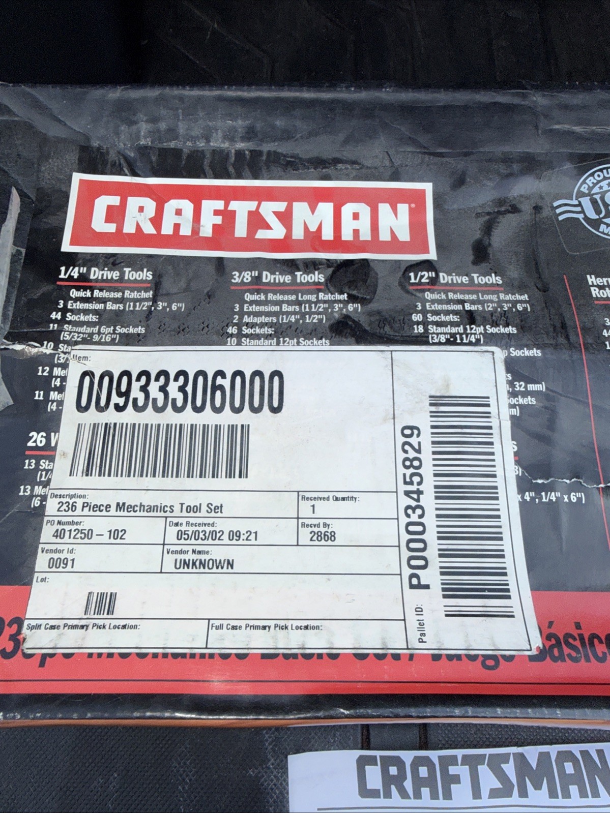 Rare Sexy Sears Craftsman USA LONG REACH 236pc Mechanics Tool Socket Set 33306