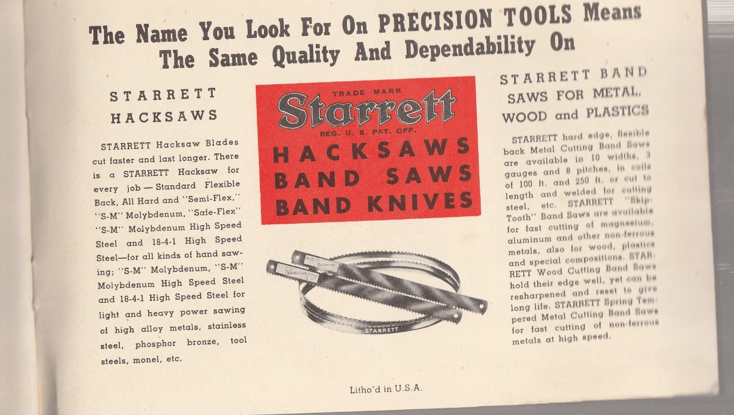 The Tools And Rules For Precision Measuring Starrett Tool Booklet 1953 T739