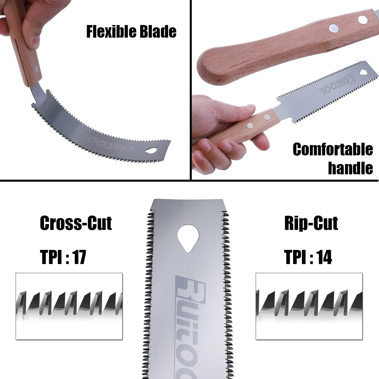 Ergonomic 6-Inch Japanese Pull Saw with Double-Edge SK5 Blade for Woodwork