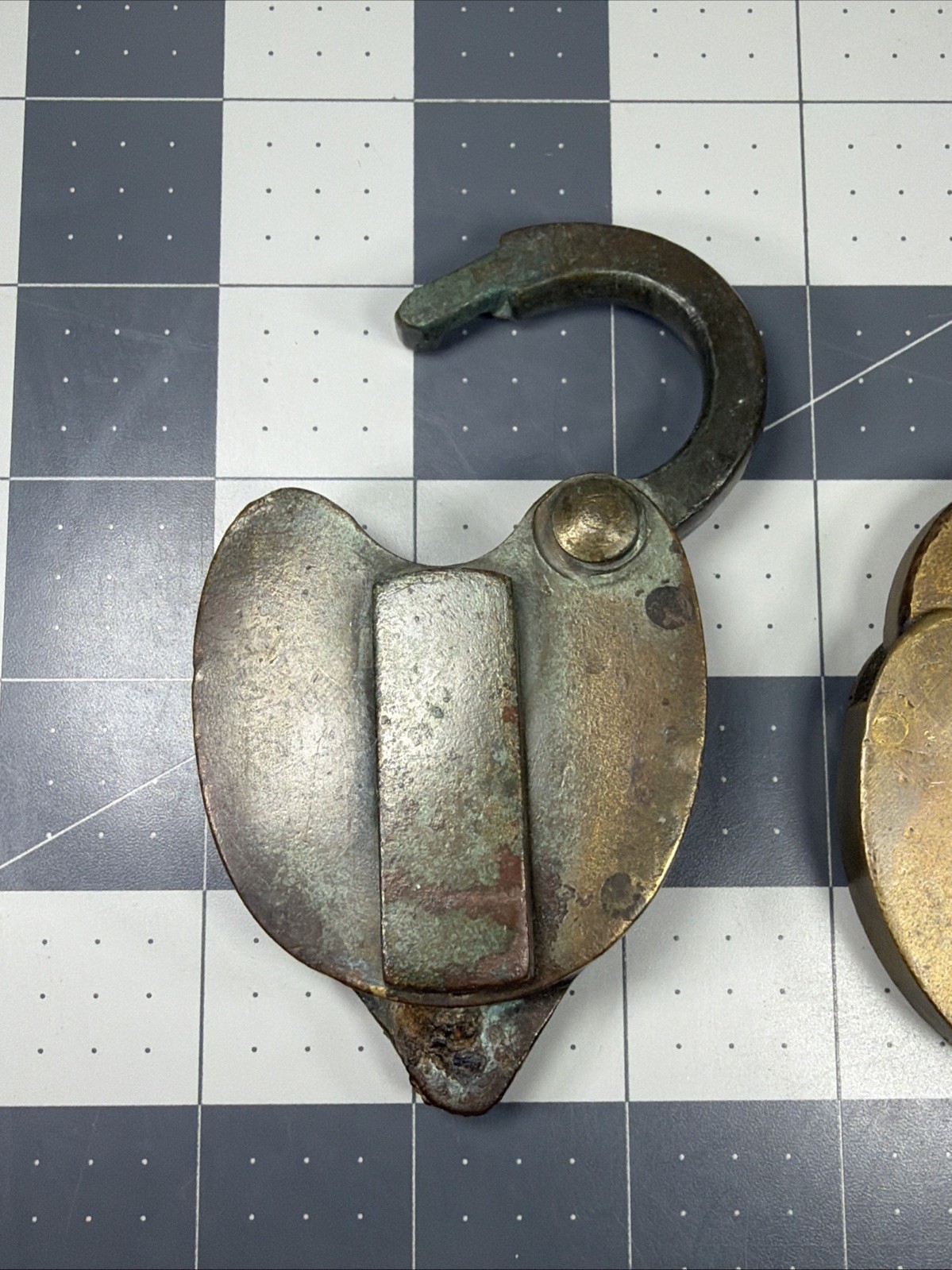 2 Vintage Brass Padlocks RR Style Teardrop/heart Shaped No Keys