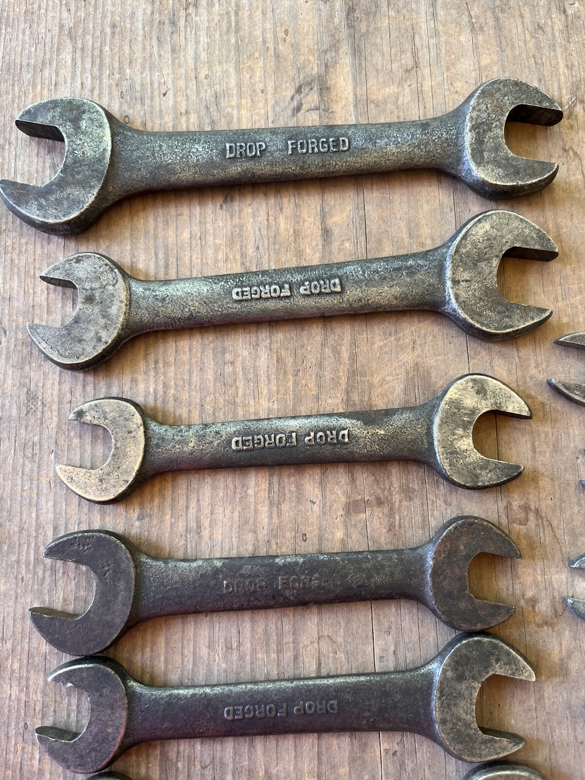 Vintage Patina Wrench Set Drop Forged Made in USA Car Auto Mechanic Hand Tools