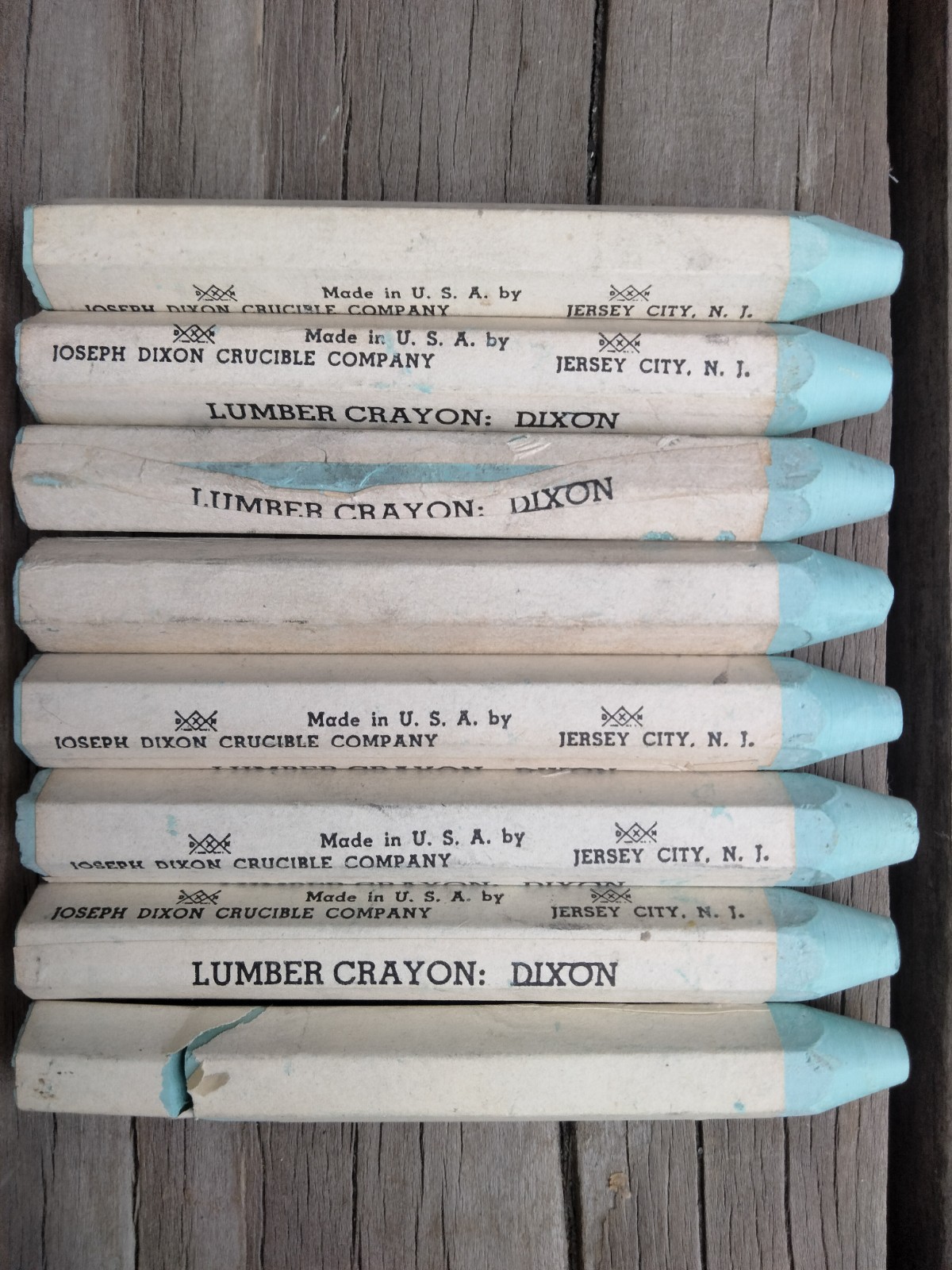 Lot of 8 Vintage Dixon Lumber Crayon Aqua Blue