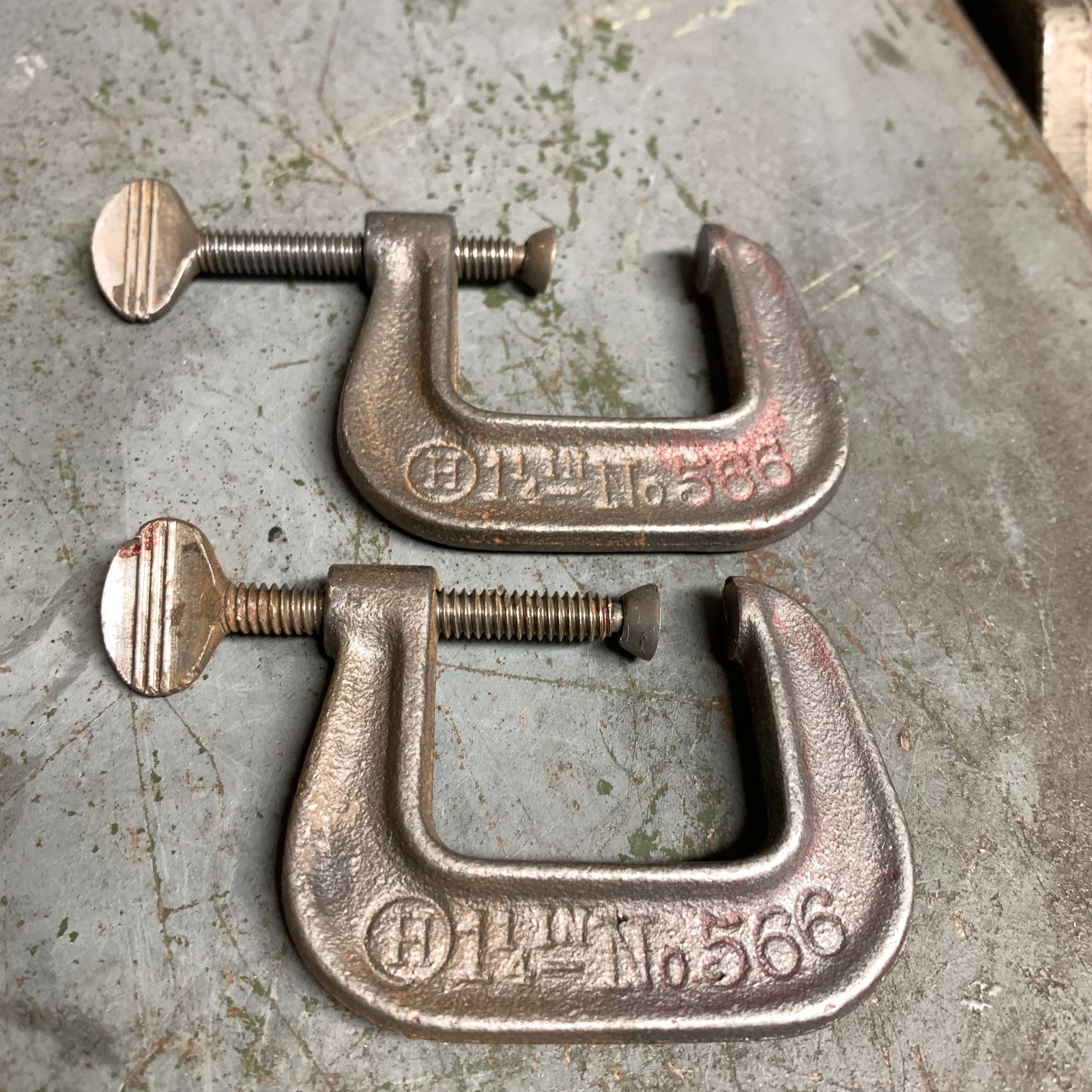 Lot of 4 Vintage 1-1/4″ C-Clamps CIN TOOL CO Cincinnati Tool Company No. 566