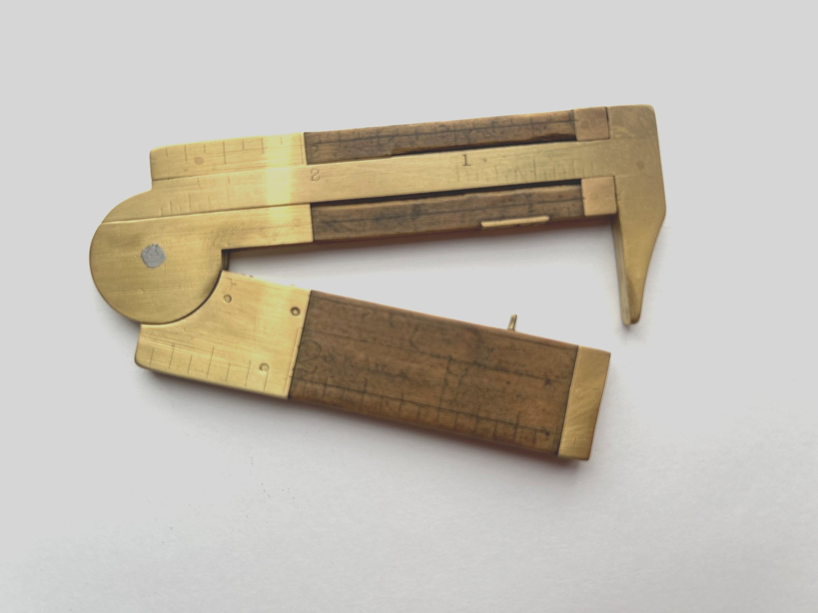 Stanley Rule & Level 13 1/2 Folding 6” Boxwood and Brass Wide Caliper Ruler