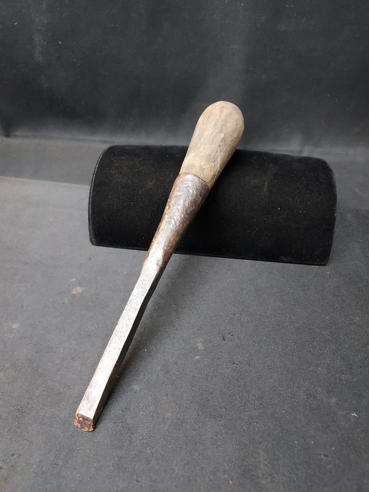 Antique Hand Forged 3/8 Socket Chisel With Name Marked On Handle
