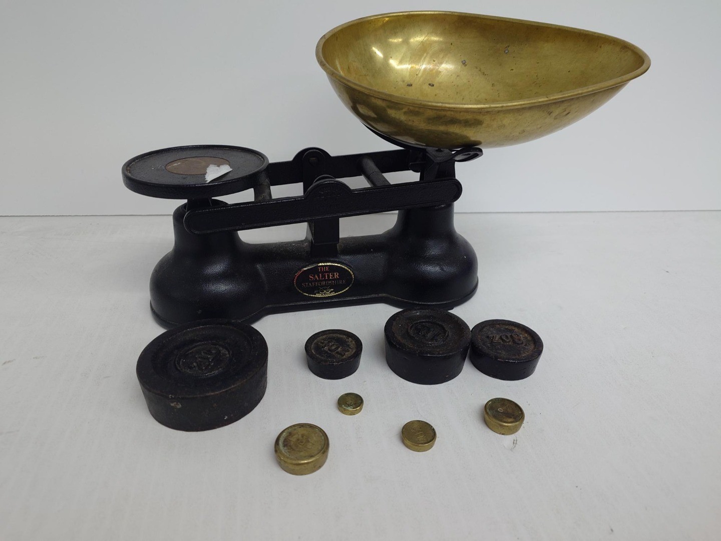 Salter Scales Weights Included Black & Brass Kitchen Home Baking Cooking