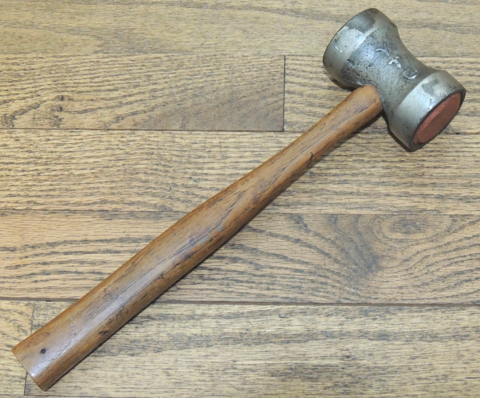 NICKEL PLATED Y. T. Co. DOUBLE FACE HAMMER w/COMPOSITE FACE-ANTIQUE HAND TOOL