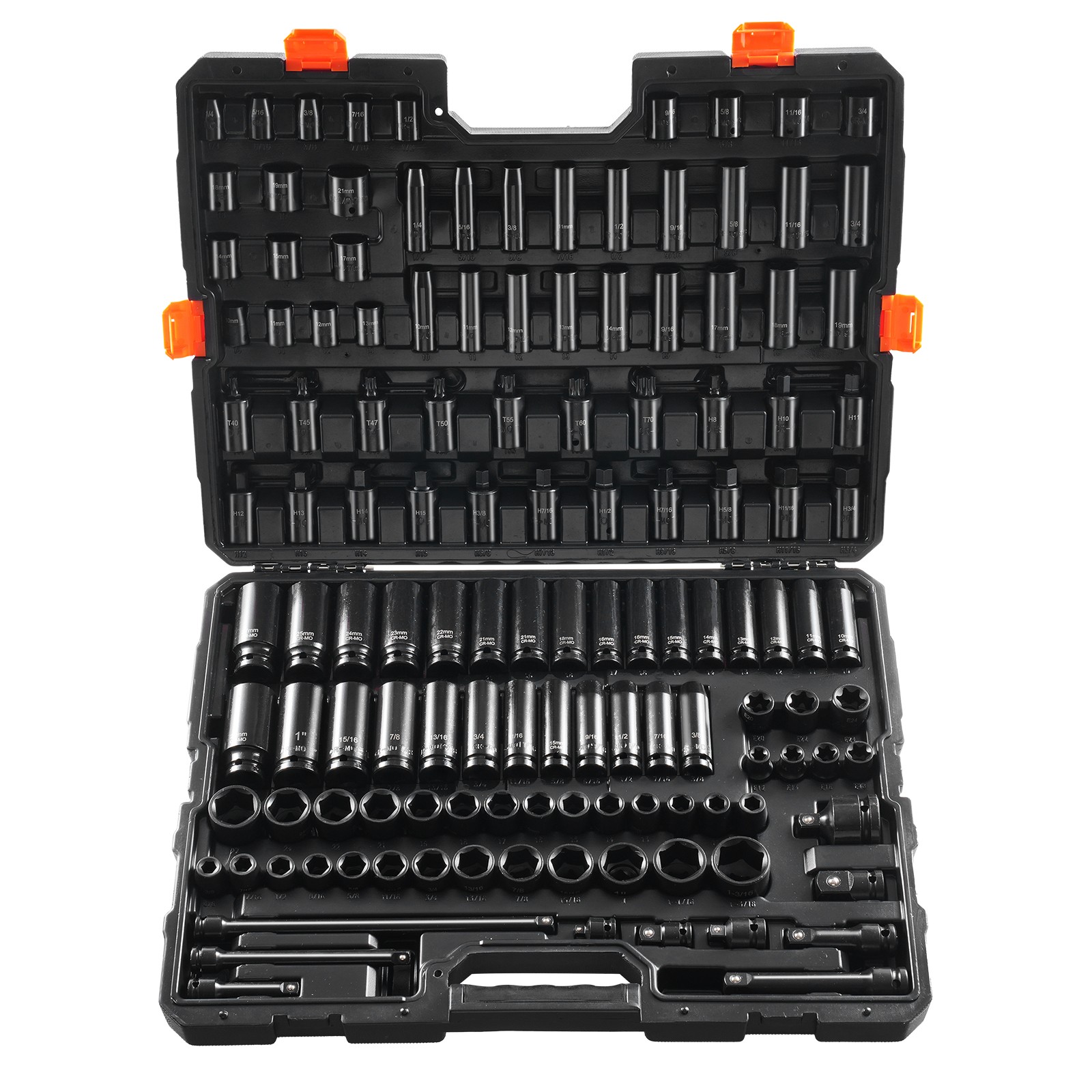 Impact Sockets Set 130PCS 6-Point 3/8″ & 1/2″ Drive Bit Ratchet Tool Kit