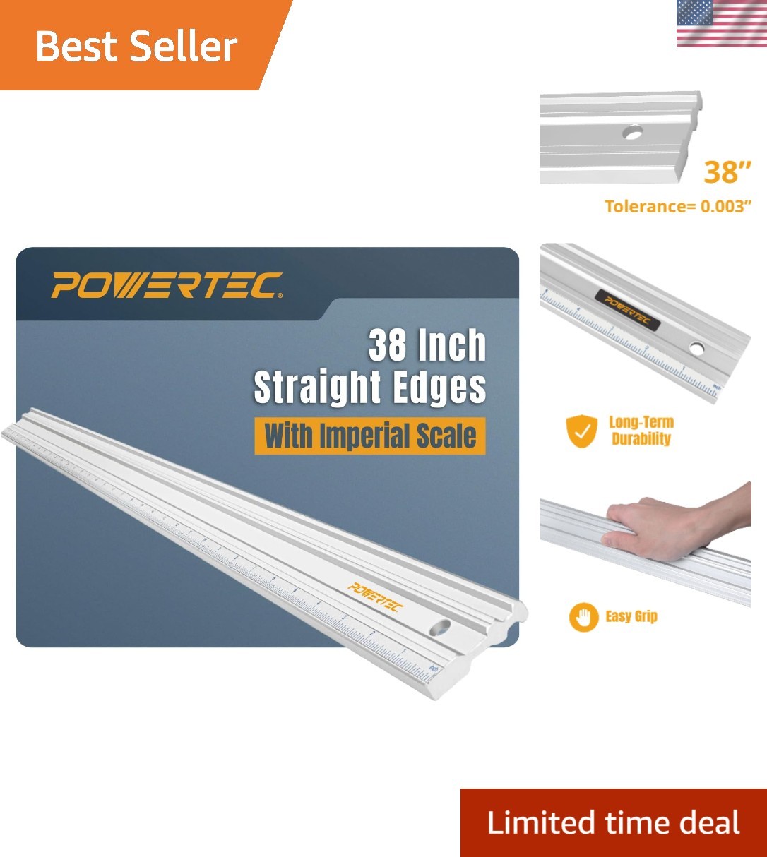 Heavy-Duty 38″ Straight Edge Ruler – .003″ Tolerances for Precision Applications