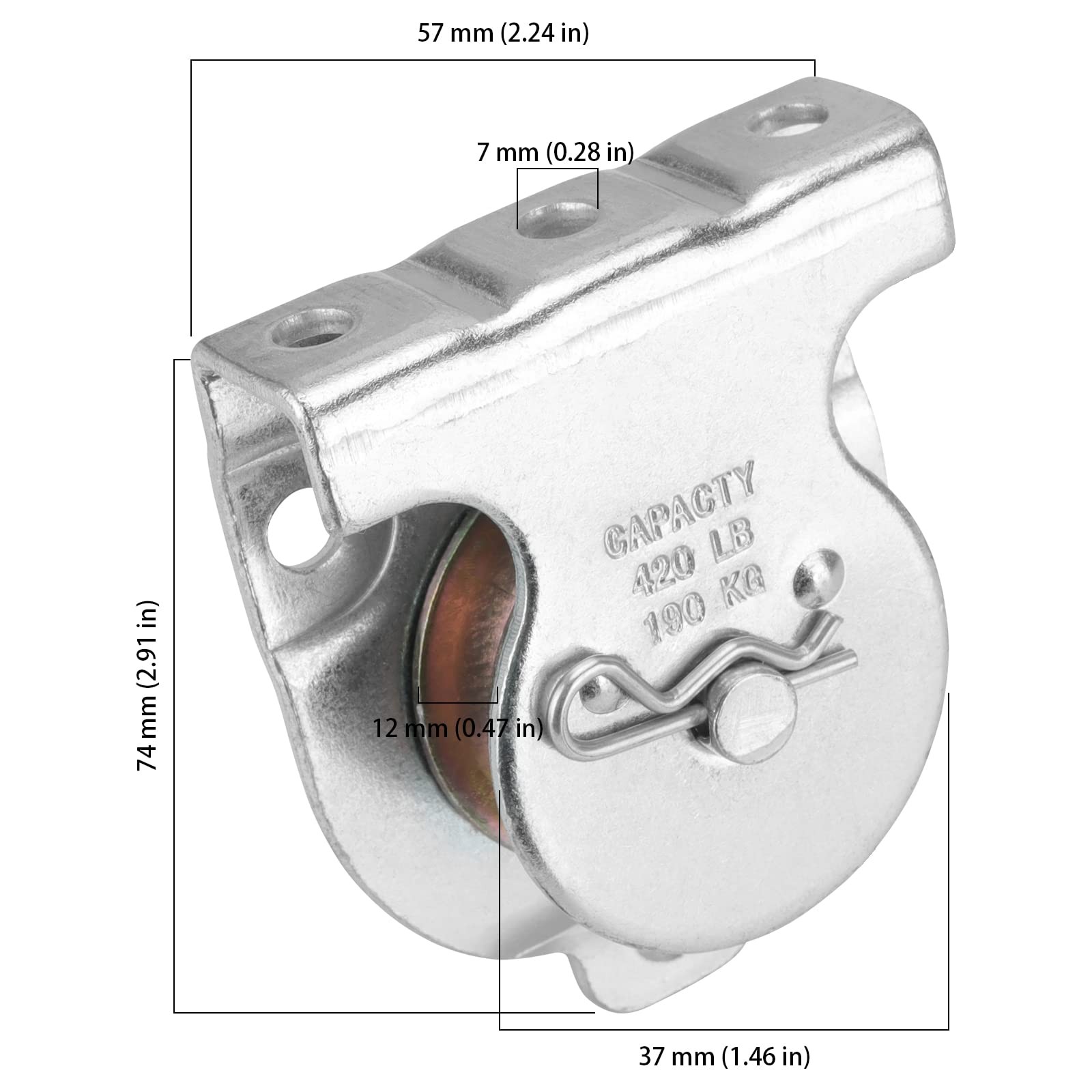 8 PCS 11/2 Inch Ceiling Mount Single Pulley Zinc Wall Mount 3/8 Inch Silver