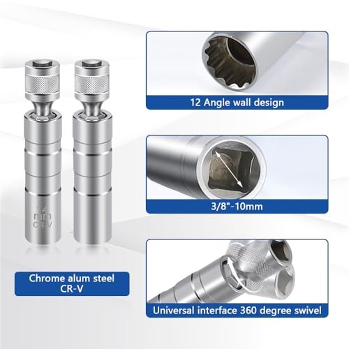 14mm & 16mm Spark Plug Socket, 3/8-inch Drive 12 Points 1mm Thin Wall Spark