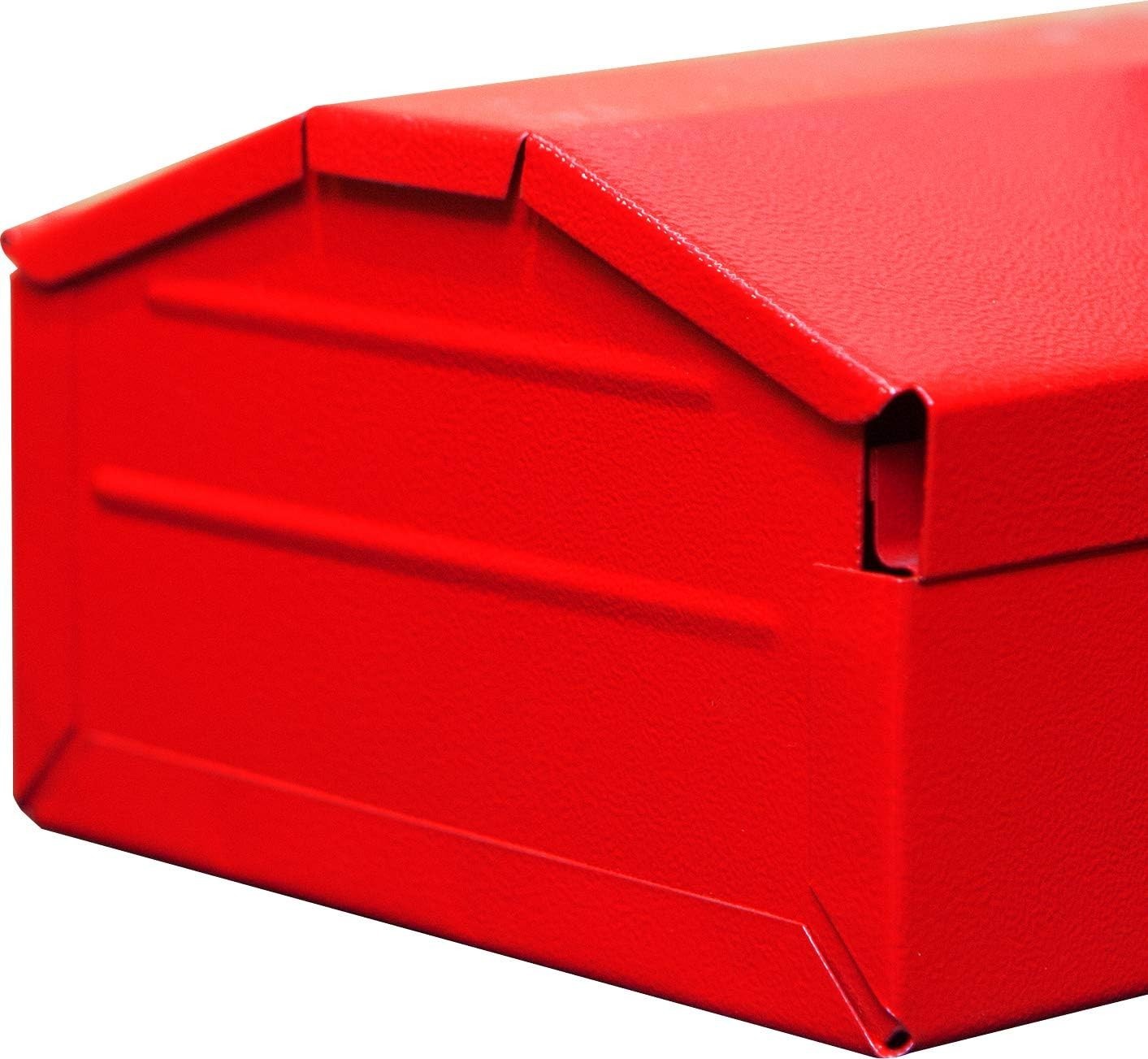 Portable Hip Roof Steel Tool Box – 16-Inch with Grip Handle for Easy Transport