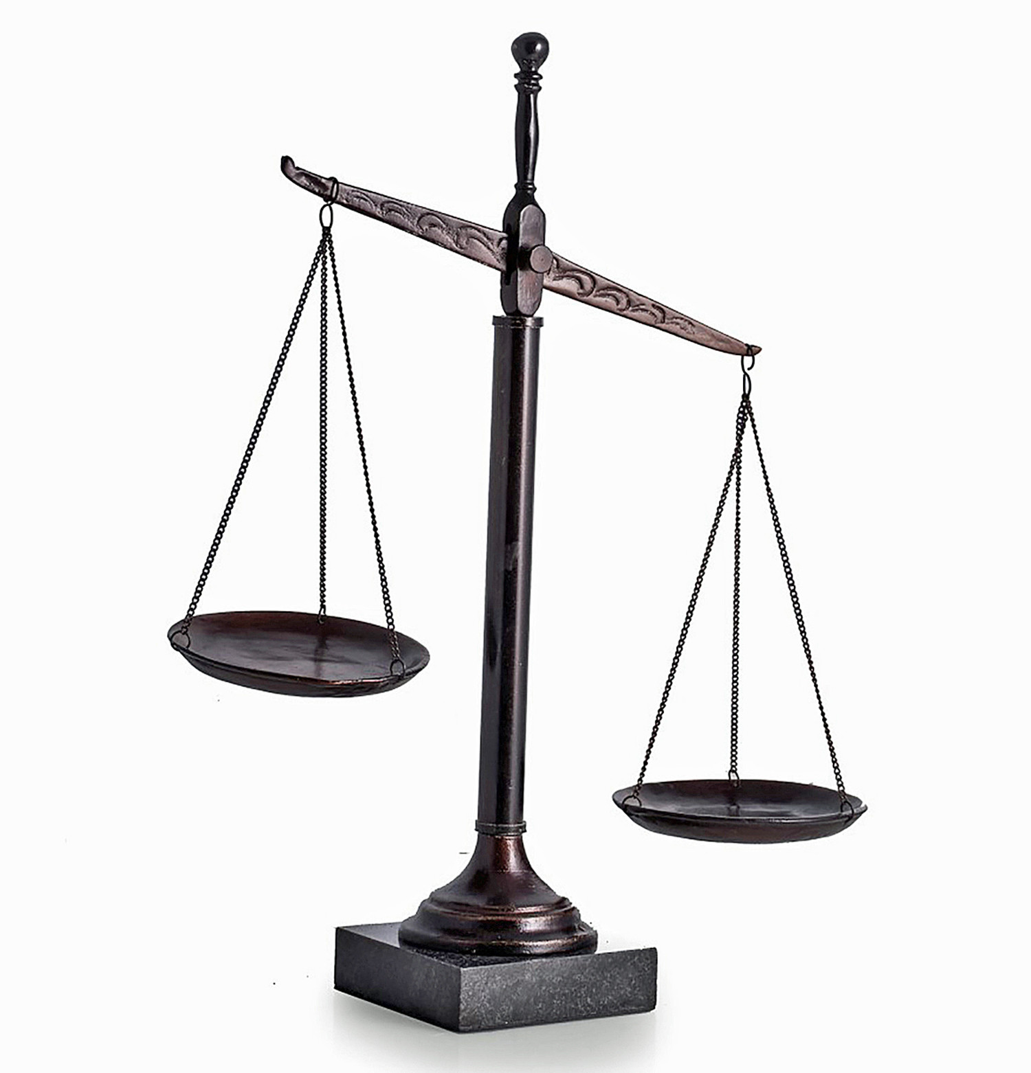 LEGAL SCALES OF JUSTICE DECORATIVE SCULPTURE ON MARBLE BASE – 16″H