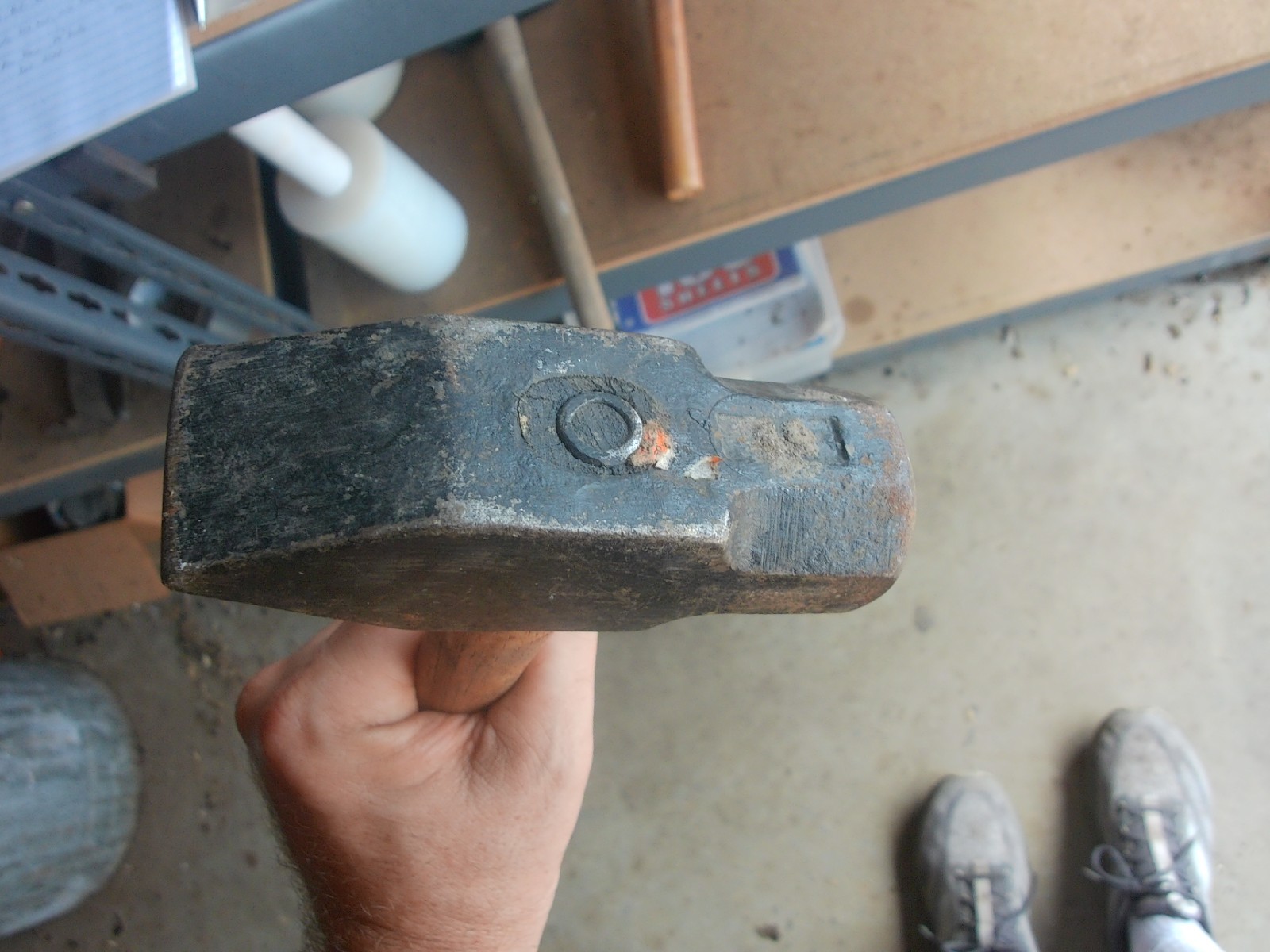 Vintage 3 1/2 lb Cross Peen Blacksmith hammer 14″ Handle Lot 26-33-5