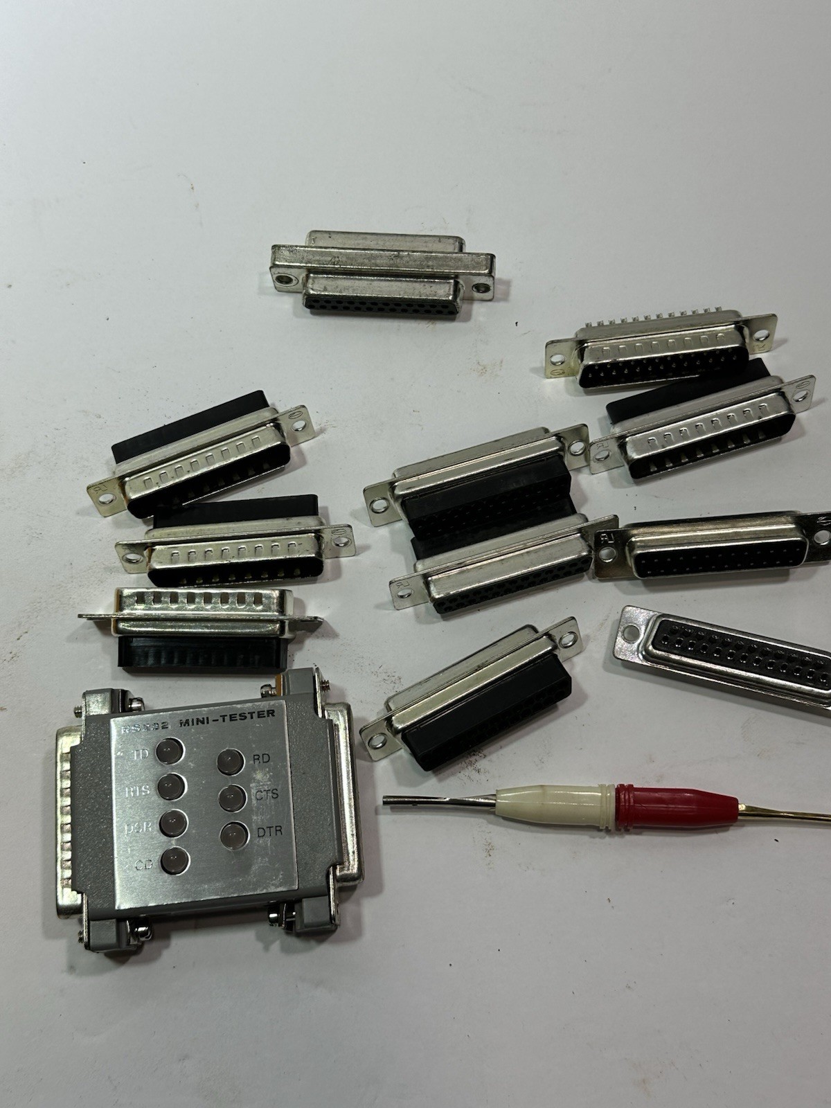 Vintage RS232 Mini-Tester Serial Computer Test Equipment 2 1/2″ Y37 W Extras