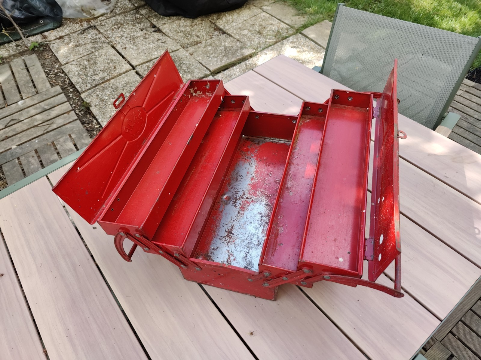 SNOR Vintage Industrial Metal Tool Box Red 1940/1950 Work Box