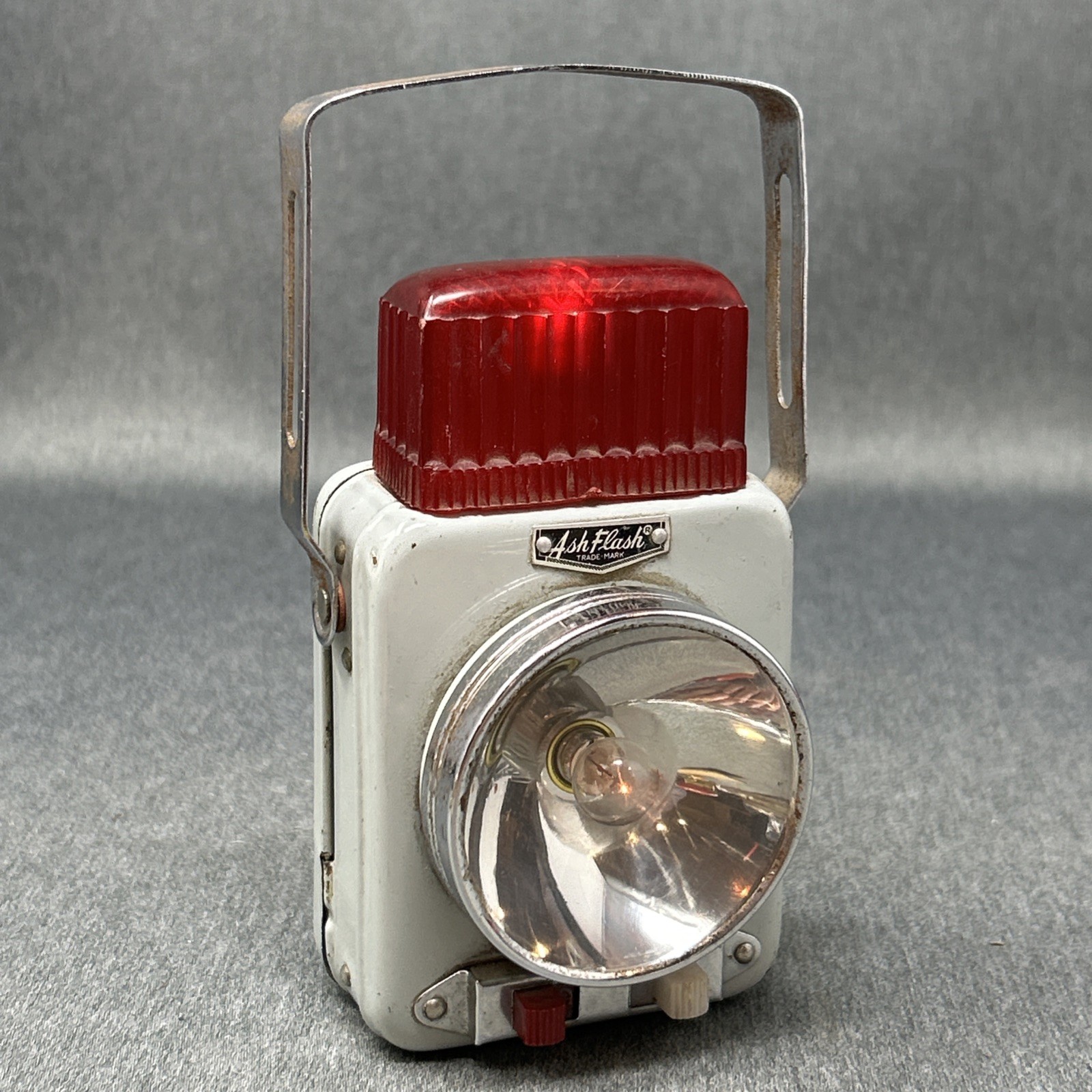 Vintage Ash Flash Flashlight Red Beacon British Patent Emergency Light READ