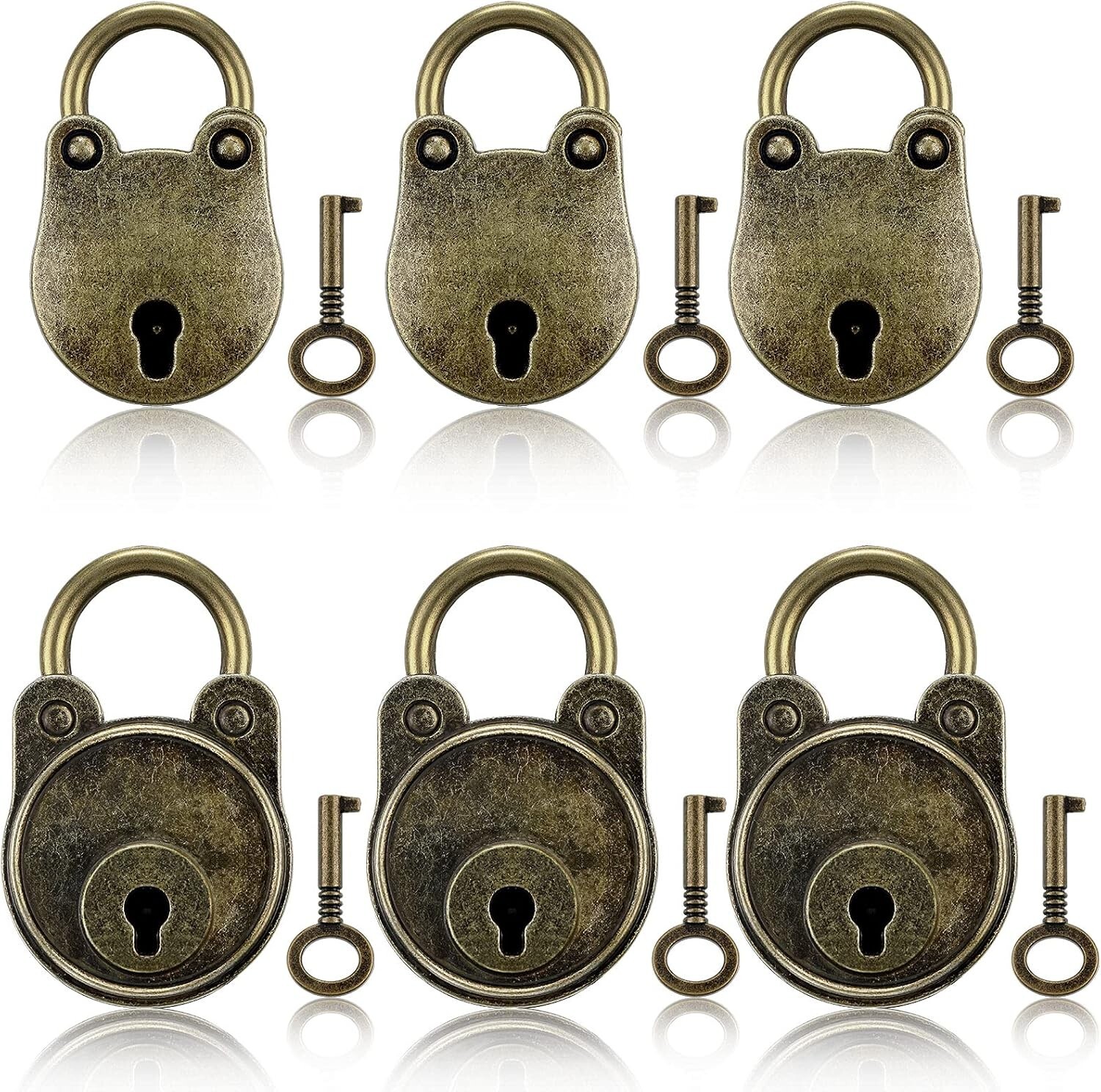 6 Pieces Vintage Lock Antique Style Mini Archaize Padlocks Bronze,copper