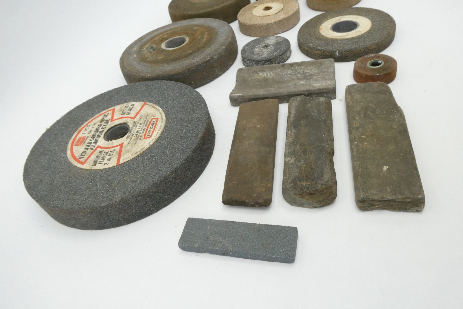Vintage Grinding Wheel & Sharpening Stone Lot Mixed Sizes Craftsman Tool Lot