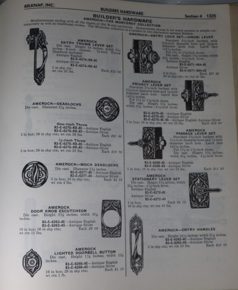 Belknap Hardware Blue Grass Catalog Dept 4 Builders Hardware No. 374, 1974