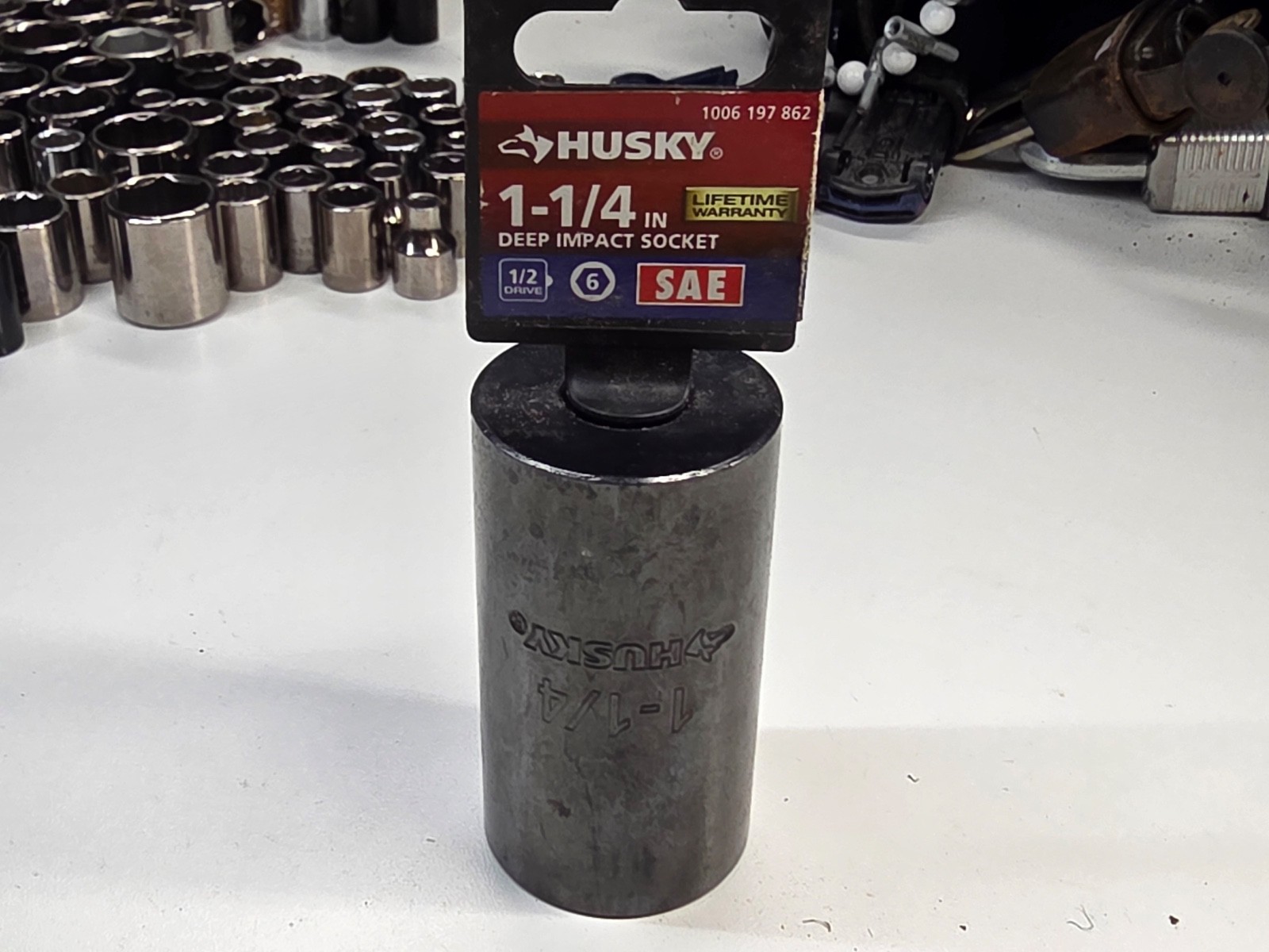 Husky 1/2 in. Drive 1-1/4 in. Deep 6-Point Impact Socket