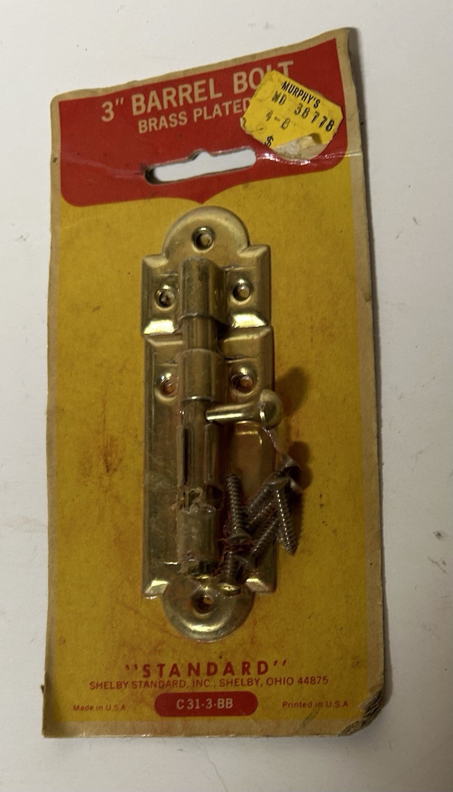 VINTAGE SHELBY METAL PRODUCTS 3″ BARREL BOLT SHELBY OHIO (NEW OLD STOCK)