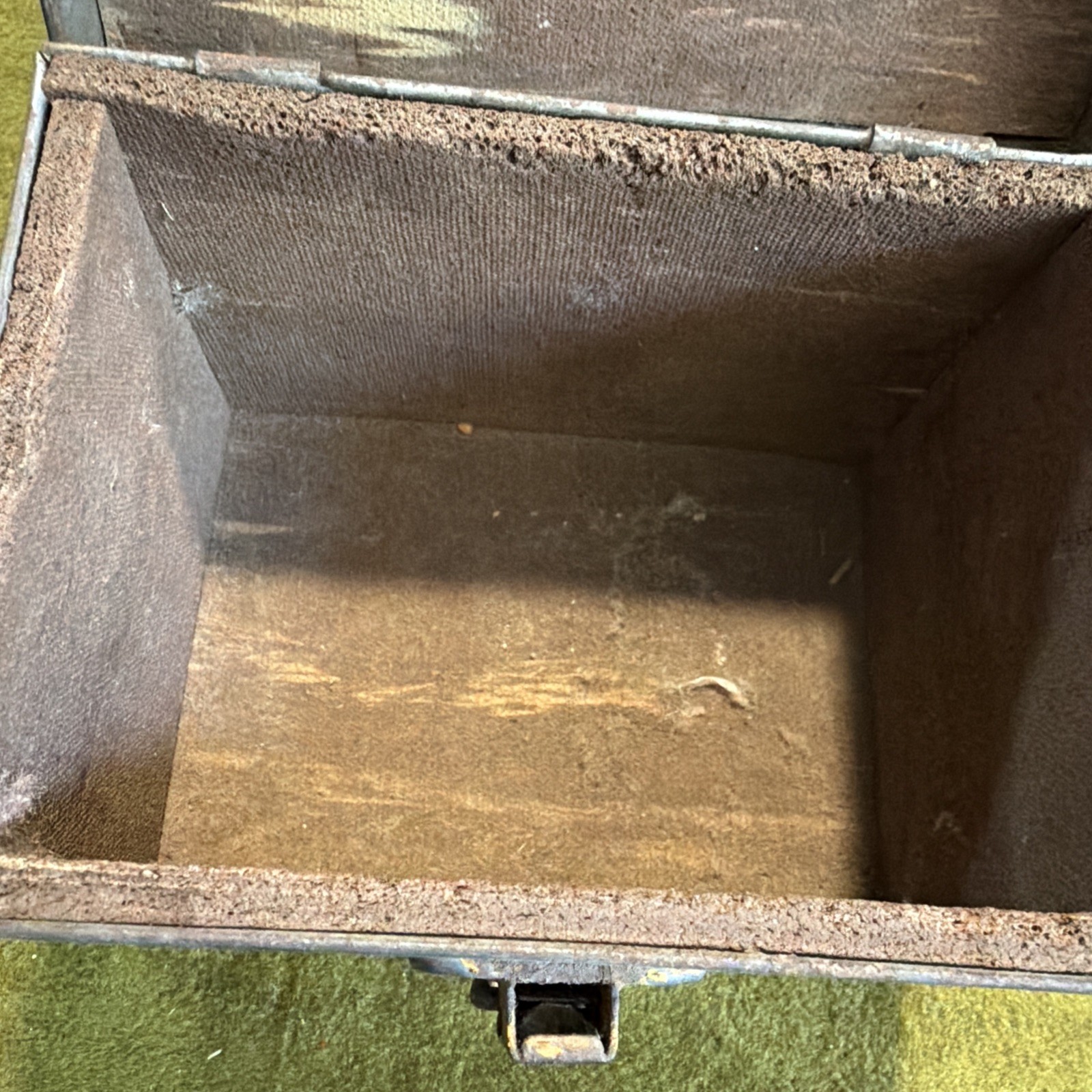 Vintage Metal Box with a Latch and a Police Decal