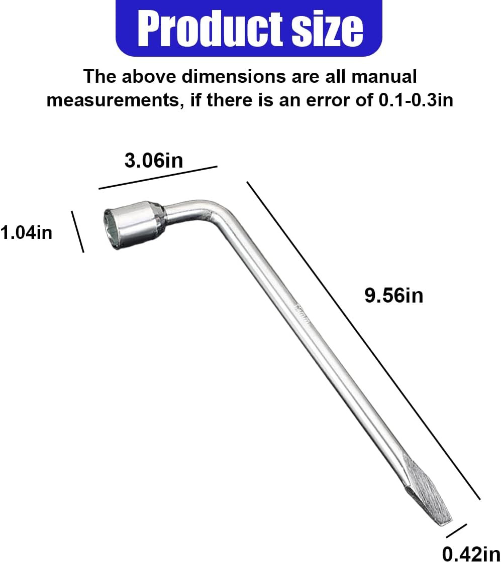 19Mm Car Spare Tire Lug Wrench, L Type Automotive Tire Replacement Tool with Hex