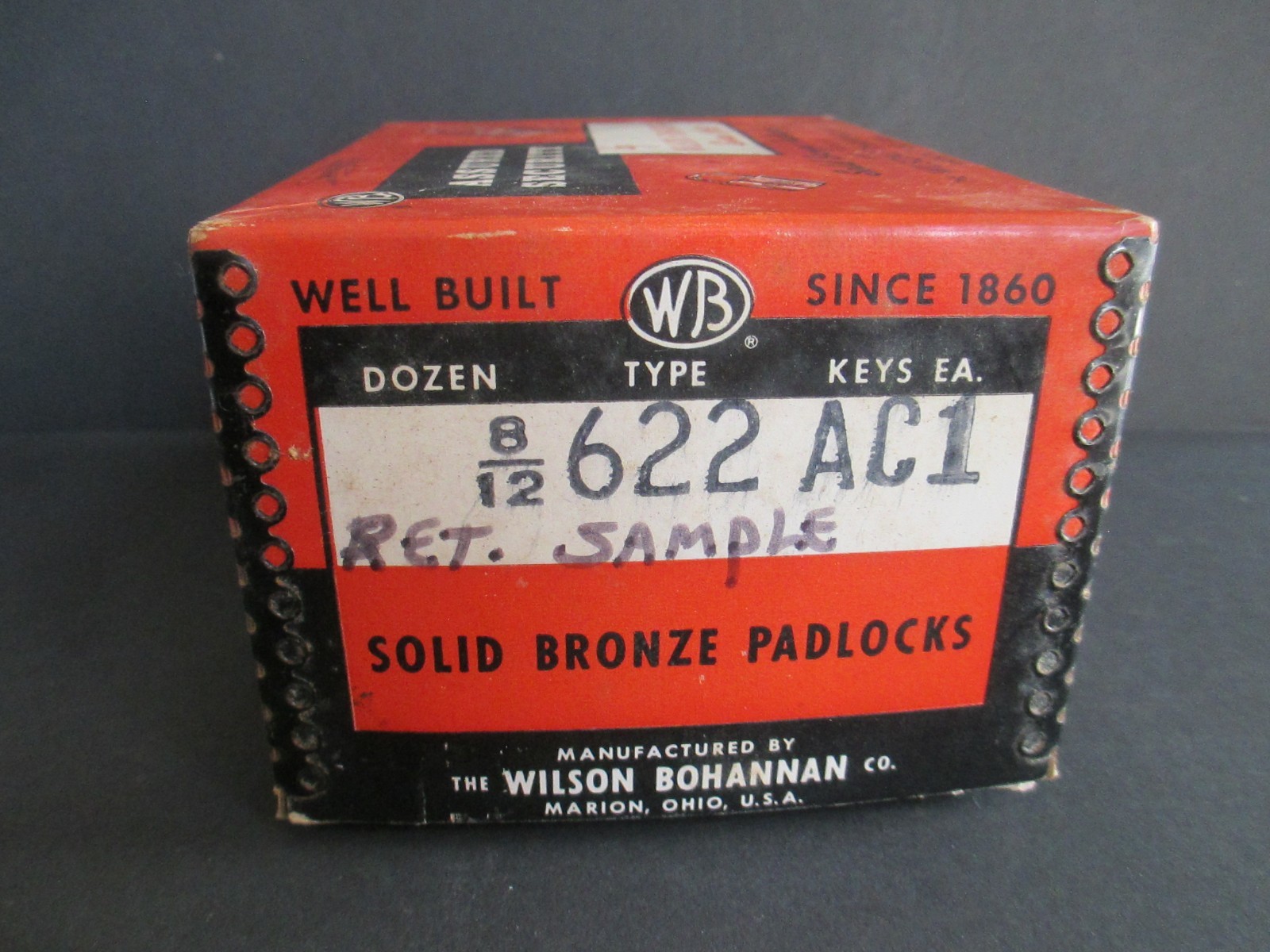 Wilson Bohannan Co WB Vtg Solid Bronze Padlocks Empty Box for Display Decor C50