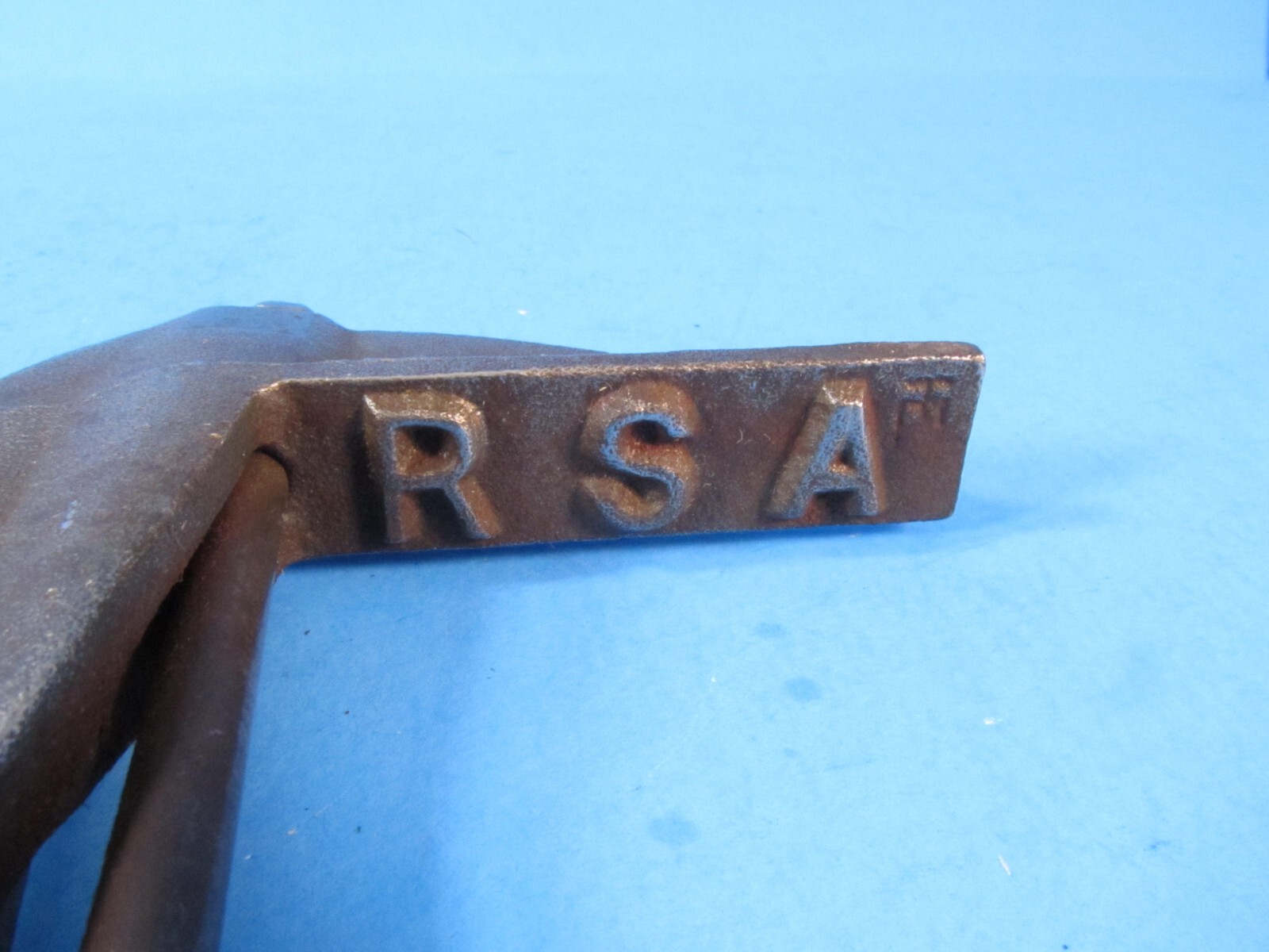 unusual wood lumber marker or clamp imprints “R S A” on both sides