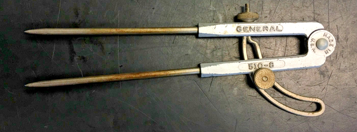 General No. 510-8 Wing Divider Compass 8″-9.5” Machinist Tool USA