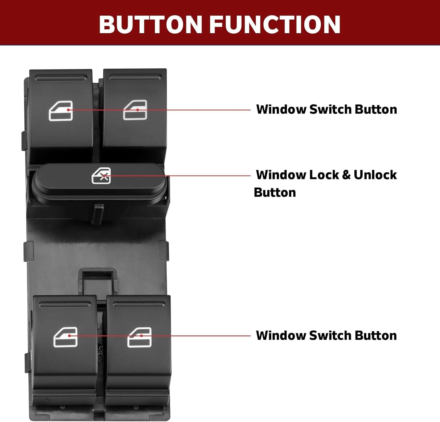 Master Power Window Switch Compatible with 05-2016 VW Jetta, 10-2014 Golf, 06-20