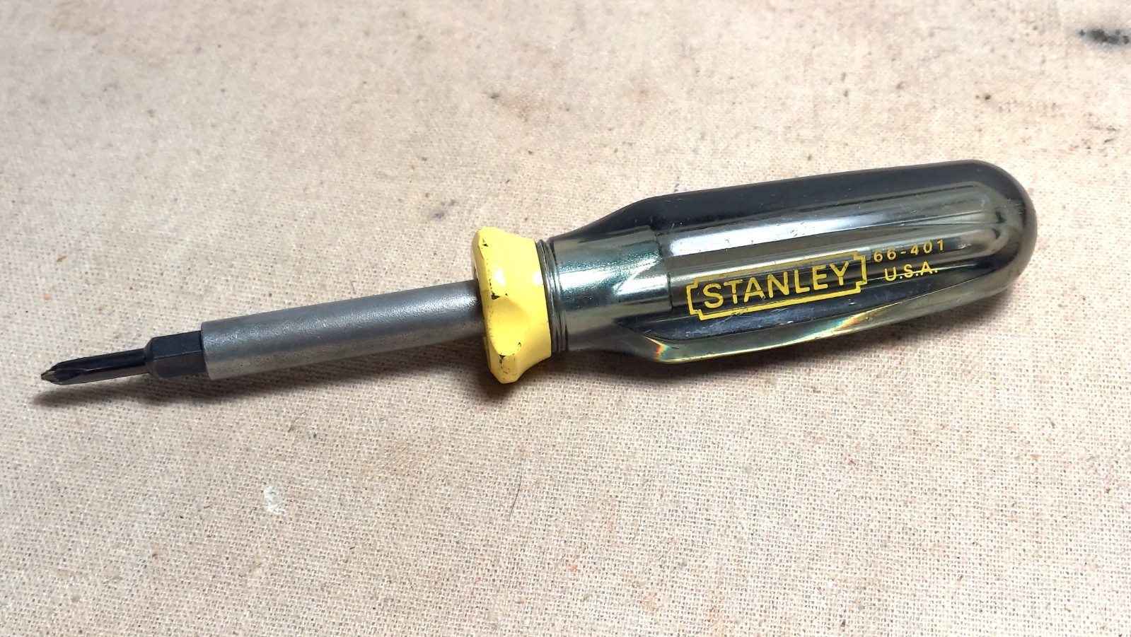 Stanley Workmaster 66-401 4-in-1 Screwdriver w/ 2 in 1 Bits Vintage USA Made