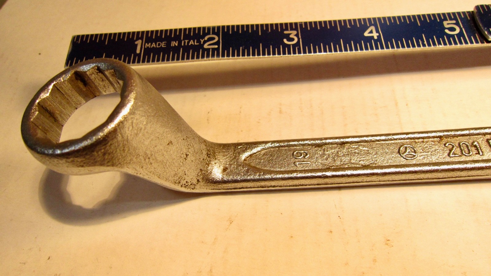 Used MERCEDES 201 581 0246 WALTER 19mm-17mm OFF-SET Box/Open End COMBO WRENCH.